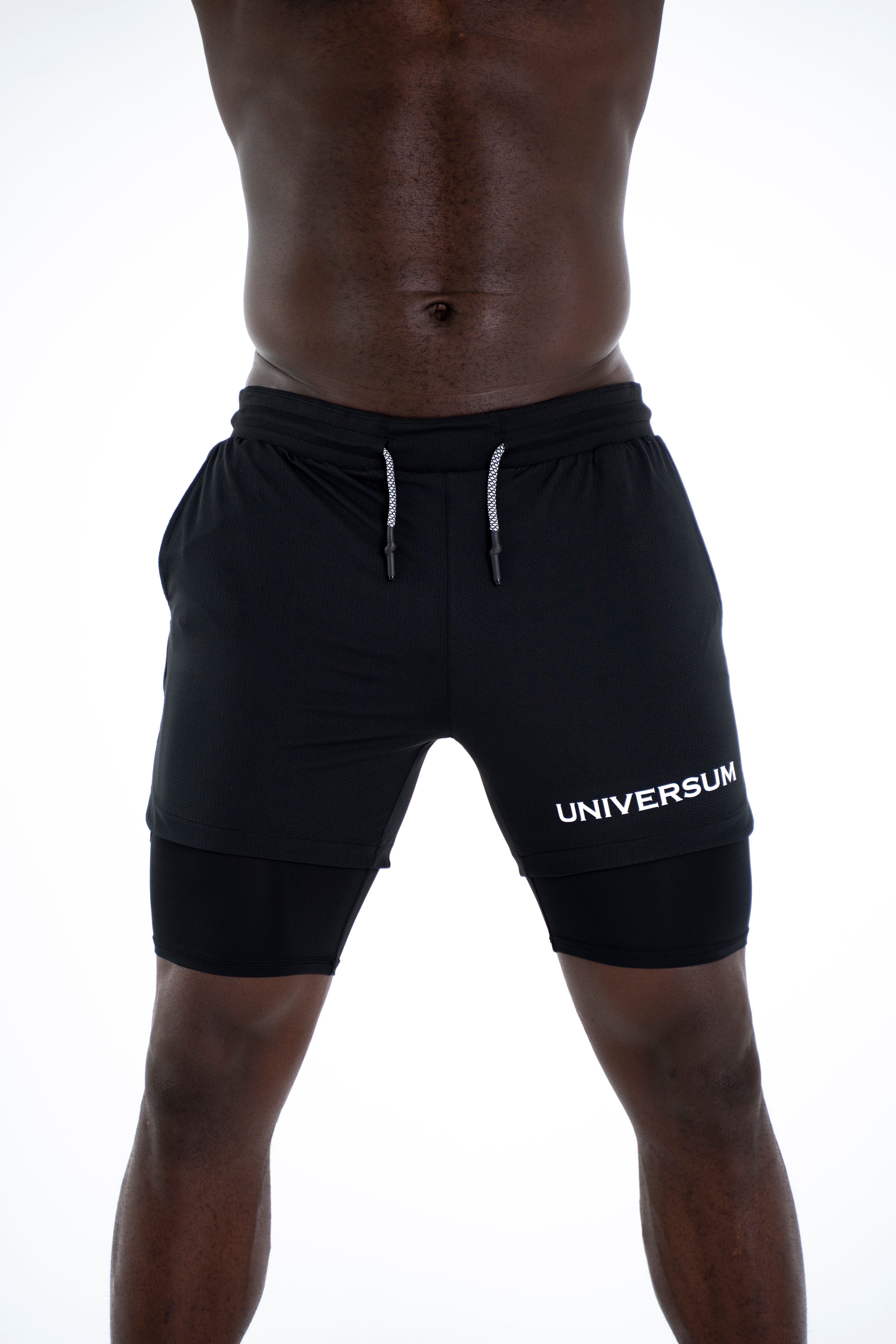 mit Sportwear mit Kurze Handytasche schwarz Sporthose Unterziehhose versteckter funktioneller Hose Universum Shorts
