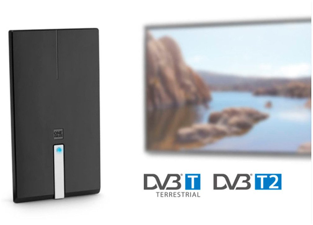 One for All SV9425-5G Innenantenne (DVB-T, DVB-T2, für Innenbereich, Verstärkung: 18 dB), Premium Antenne 5G