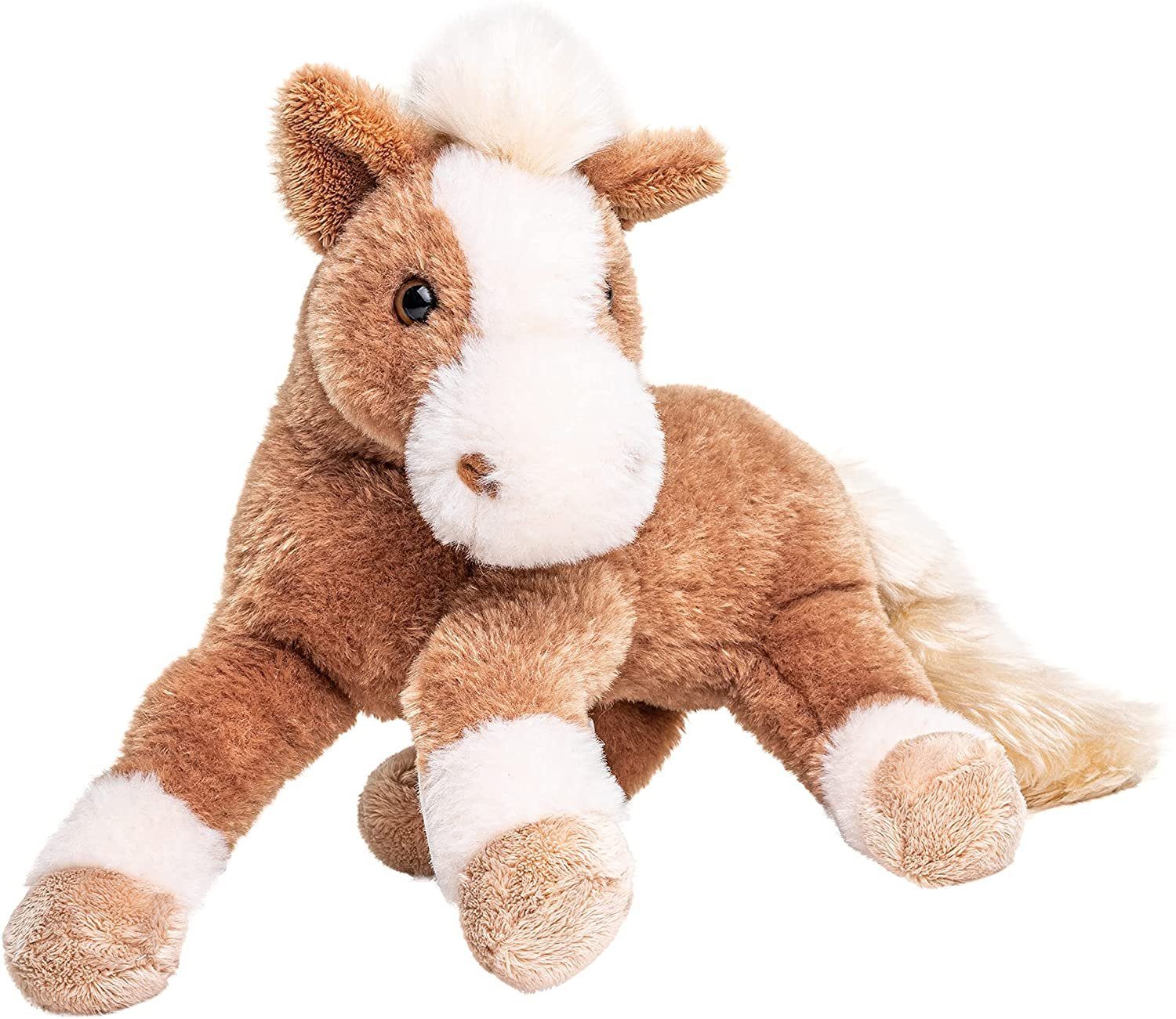 Uni-Toys Kuscheltier Pferd, liegend - hellbraun o. dunkelbraun - 28 cm - Plüsch, Plüschtier, zu 100 % recyceltes Füllmaterial