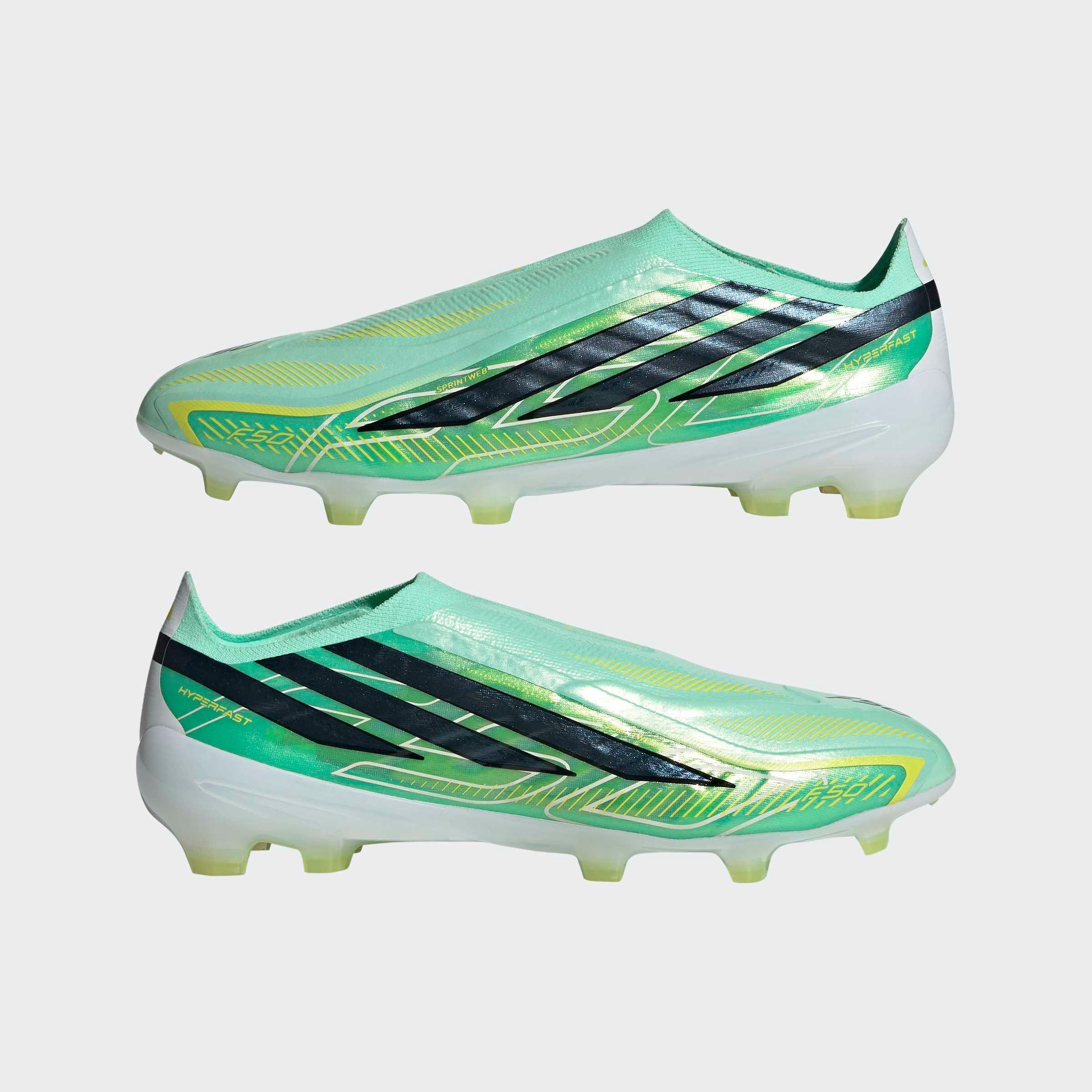 adidas Performance F50 HYPERFAST PRO, FESTE BÖDEN, OHNE SCHNÜRSENKEL Fußballschuh Außensohle für Rasen und feste Böden