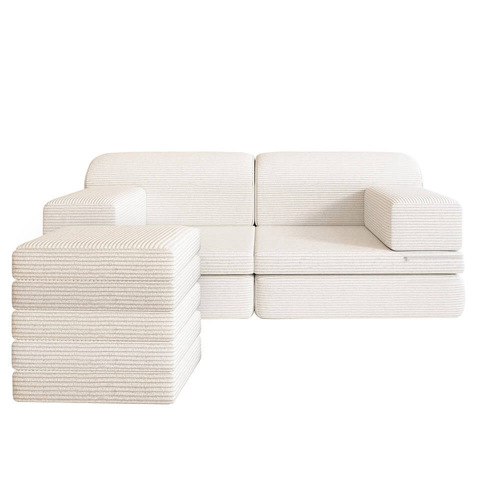 HOME DELUXE Kindersofa Spielsofa LIV inkl. Stapelsteine, Unendliche Kombinationsmöglichkeiten, Modulares Spielsofa, Platzsparend, Cord Sofa, Kindgerechtes Sofa