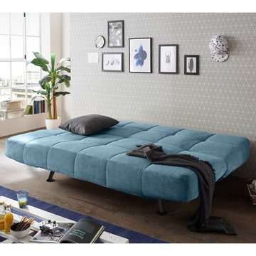 Lomadox Schlafsofa INSUL-09, Schlafcouch Sofa Couch Jugendzimmer Gästezimmer blau Bettkasten