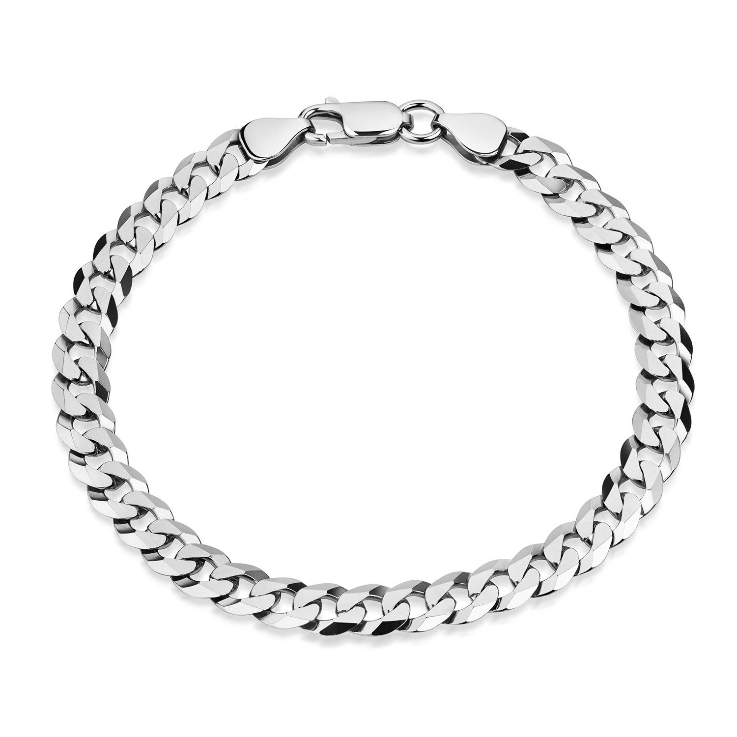 Materia Silberarmband Herren Panzerarmband 6mm diamantiert 18-24cm SA-63, 925 Sterling Silber, rhodiniert