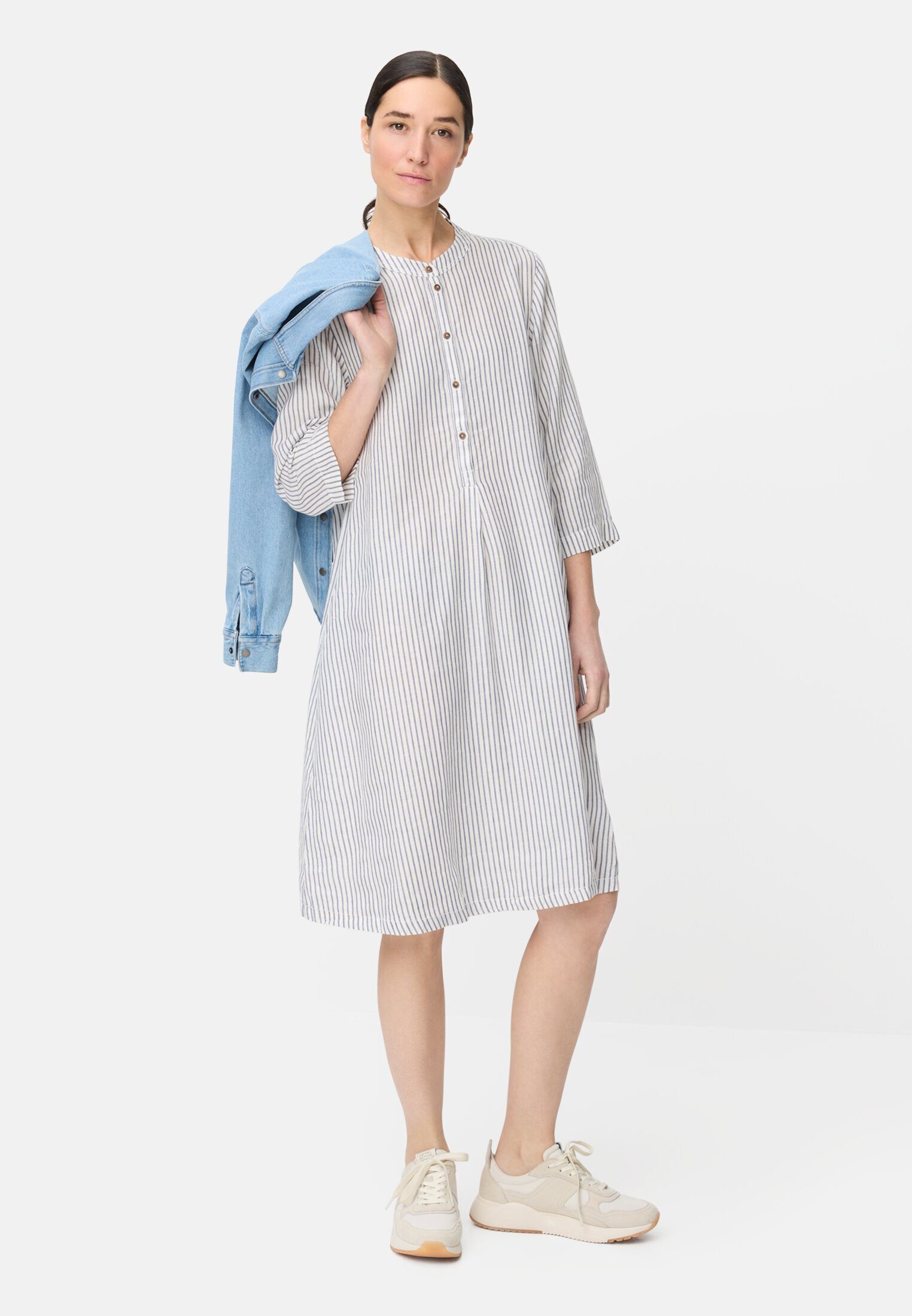 camel active Sommerkleid mit Knopfleiste Dreiviertelarm