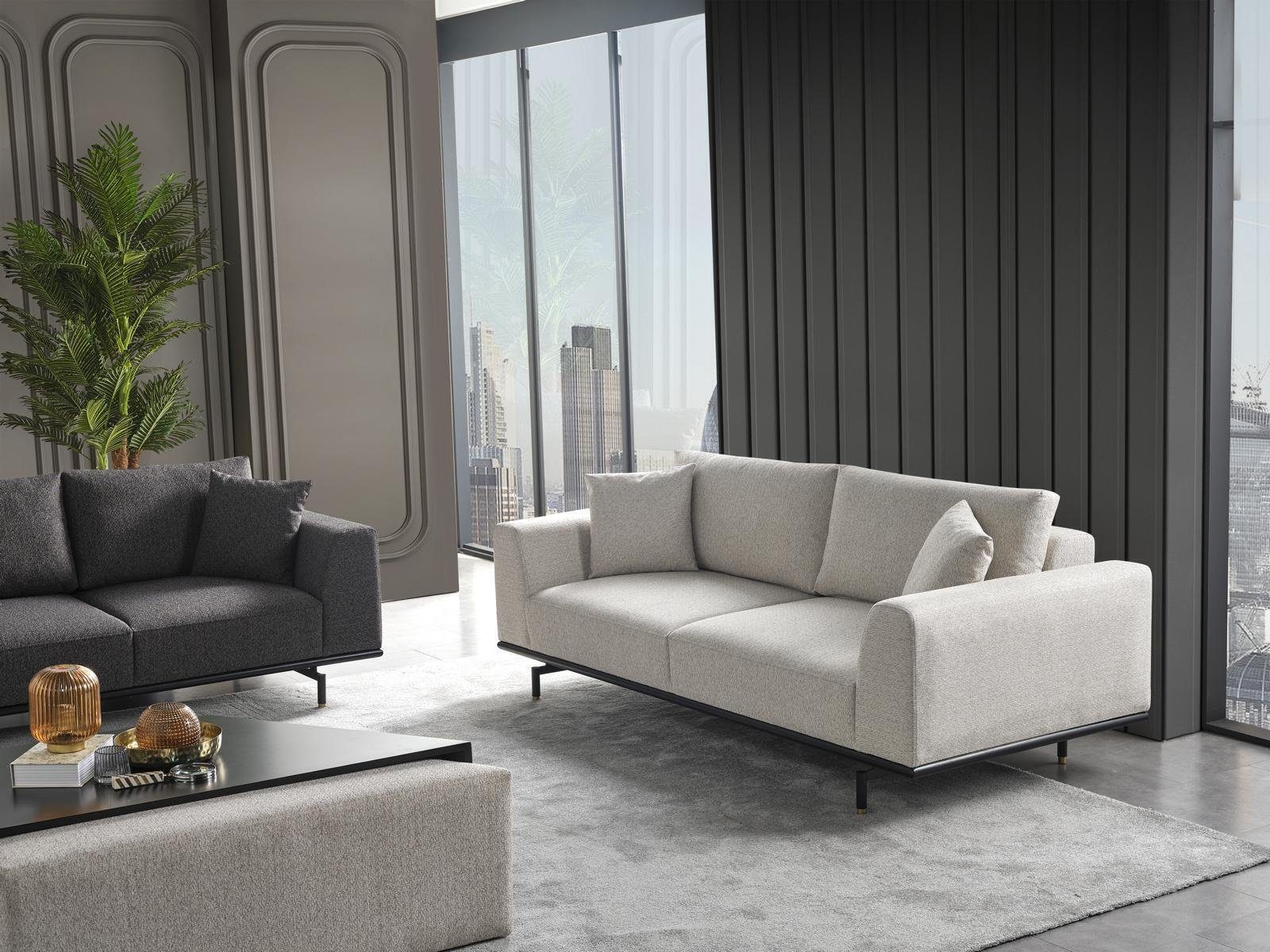 JVmoebel Sofa Sofas Sitzer Dreisitzer Design Made Weiß Teile, 3 Stoff, Sofa Modern 1 in Europa