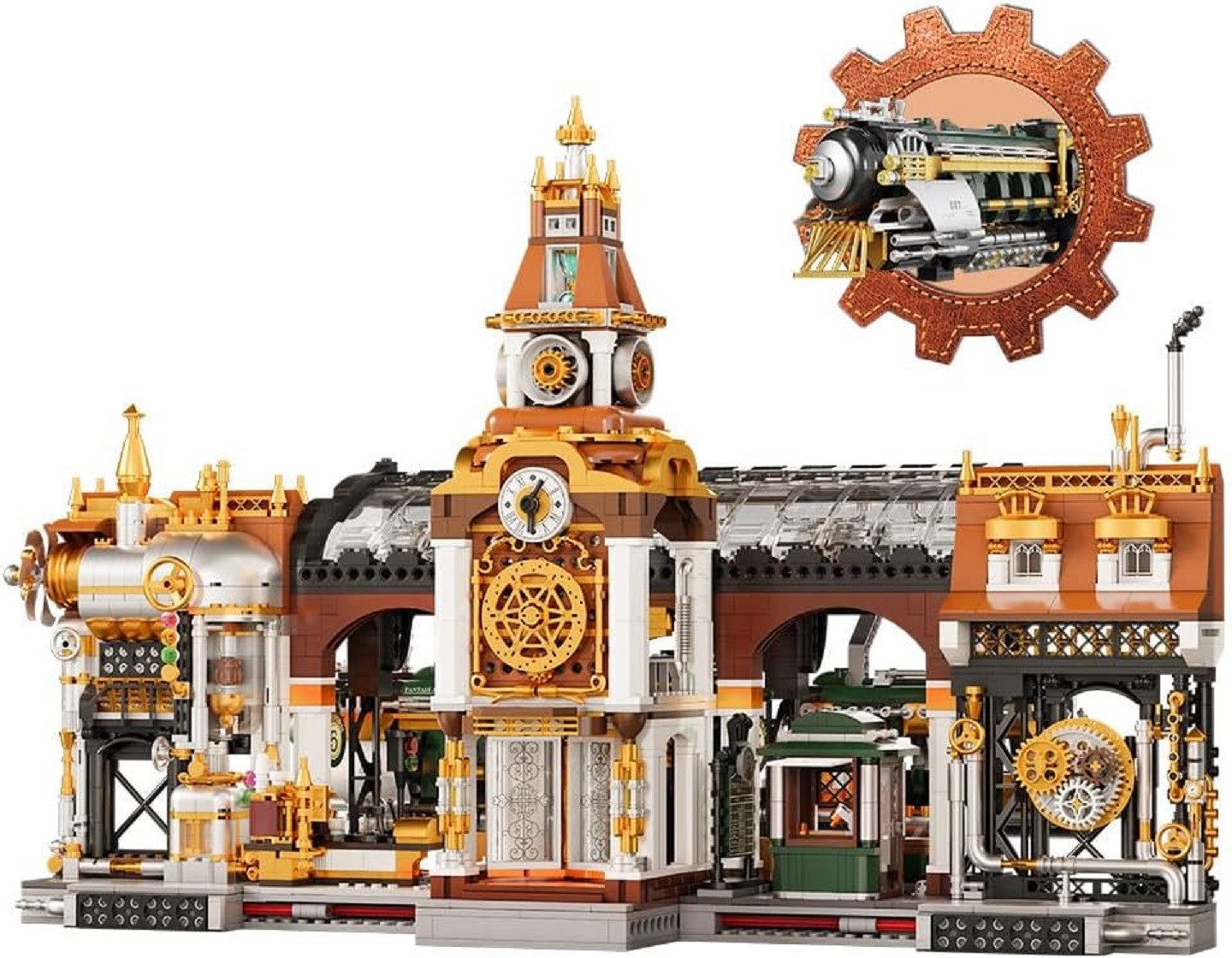 Pantasy Pantasy 85007 Steam Punk Bahnhof 2.723 Teile Konstruktions-Spielset, (2723 St)