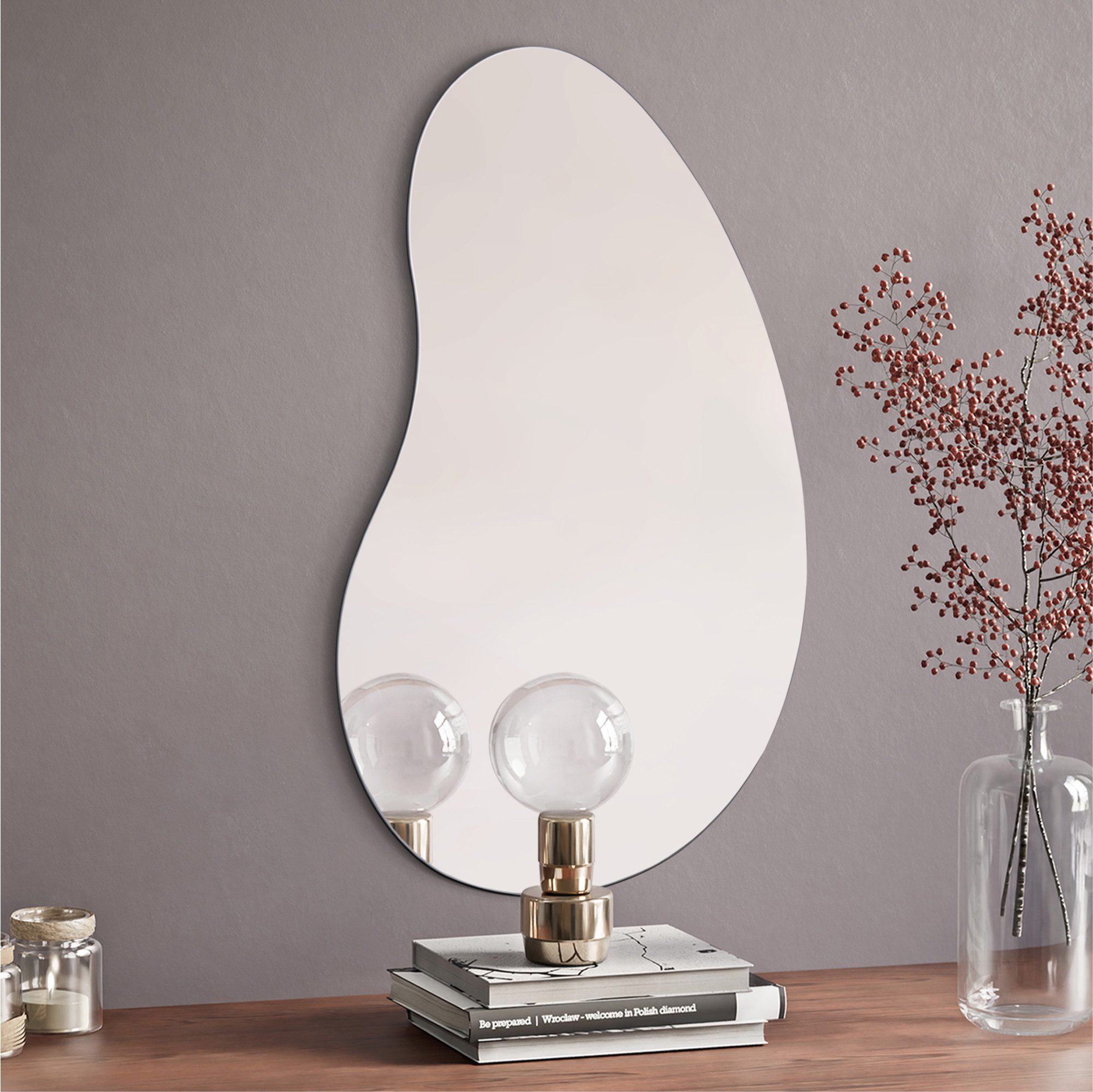 Navaris Wandspiegel Gewellter Spiegel groß - Deko Spiegel wavy asymmetrisch - 30x60cm (1-St)