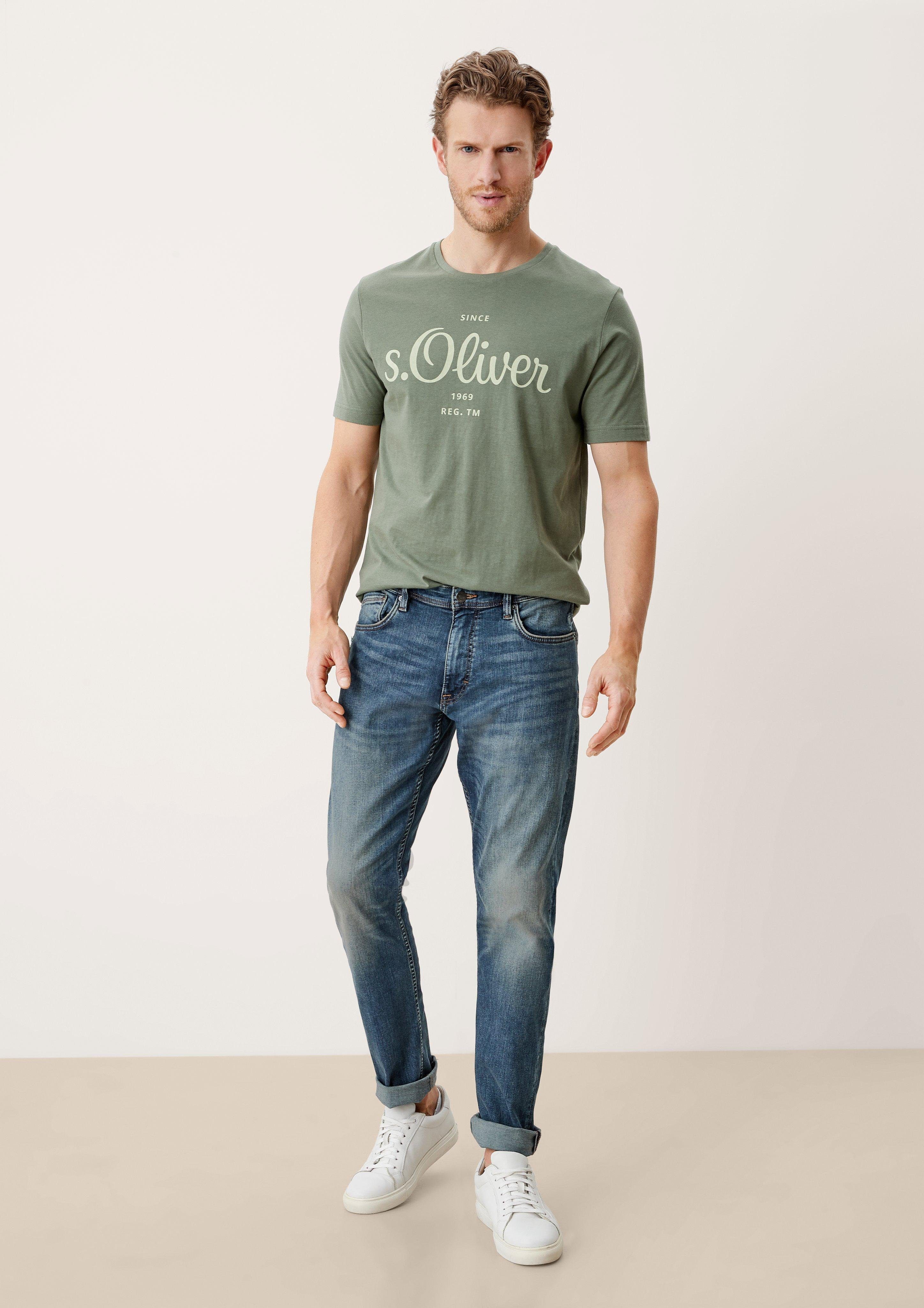 s.Oliver 5-Pocket-Jeans Fit sretche Mid Keith Leg blue light Rise / / Slim Waschung Destroyes, / Jeans Slim