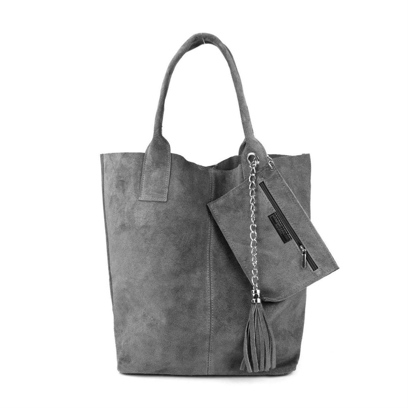Schultertasche Made in Italy Damen Leder Shopper Schultertasche
