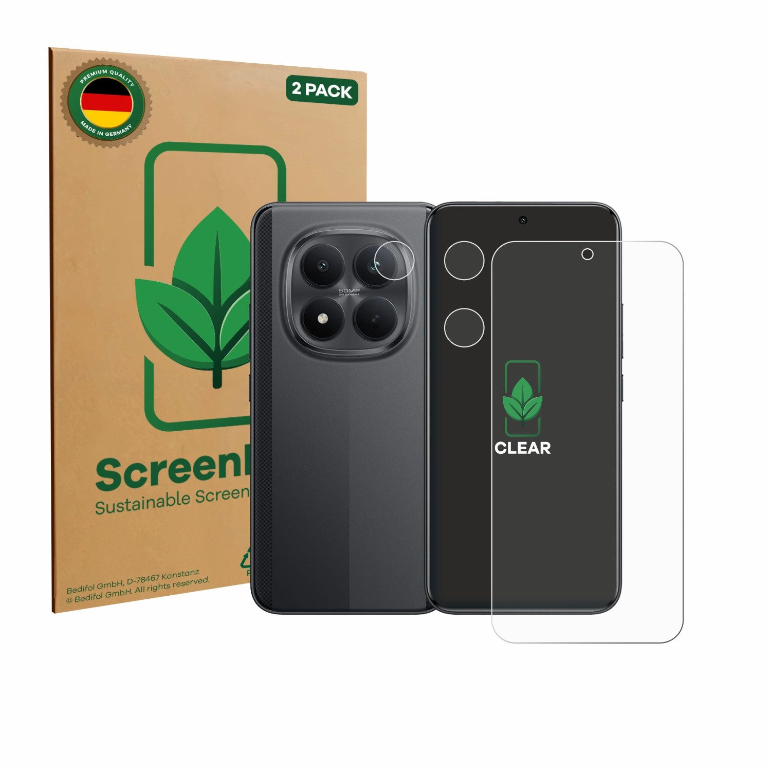 ScreenLeaf Displayschutzfolie Schutzfolie für Xiaomi Poco M8 Pro (Display+Kamera), 2 Stück, Displayschutz Schutz Folie Klar Transparent