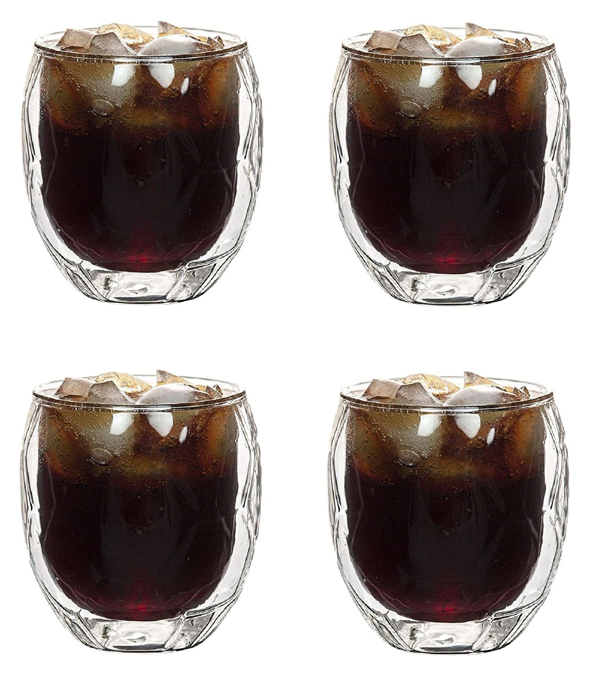 Gläser-Set 4x Trinkglas Wasserglas Glas 350ml Fußball Thermoglas Doppelwandig
