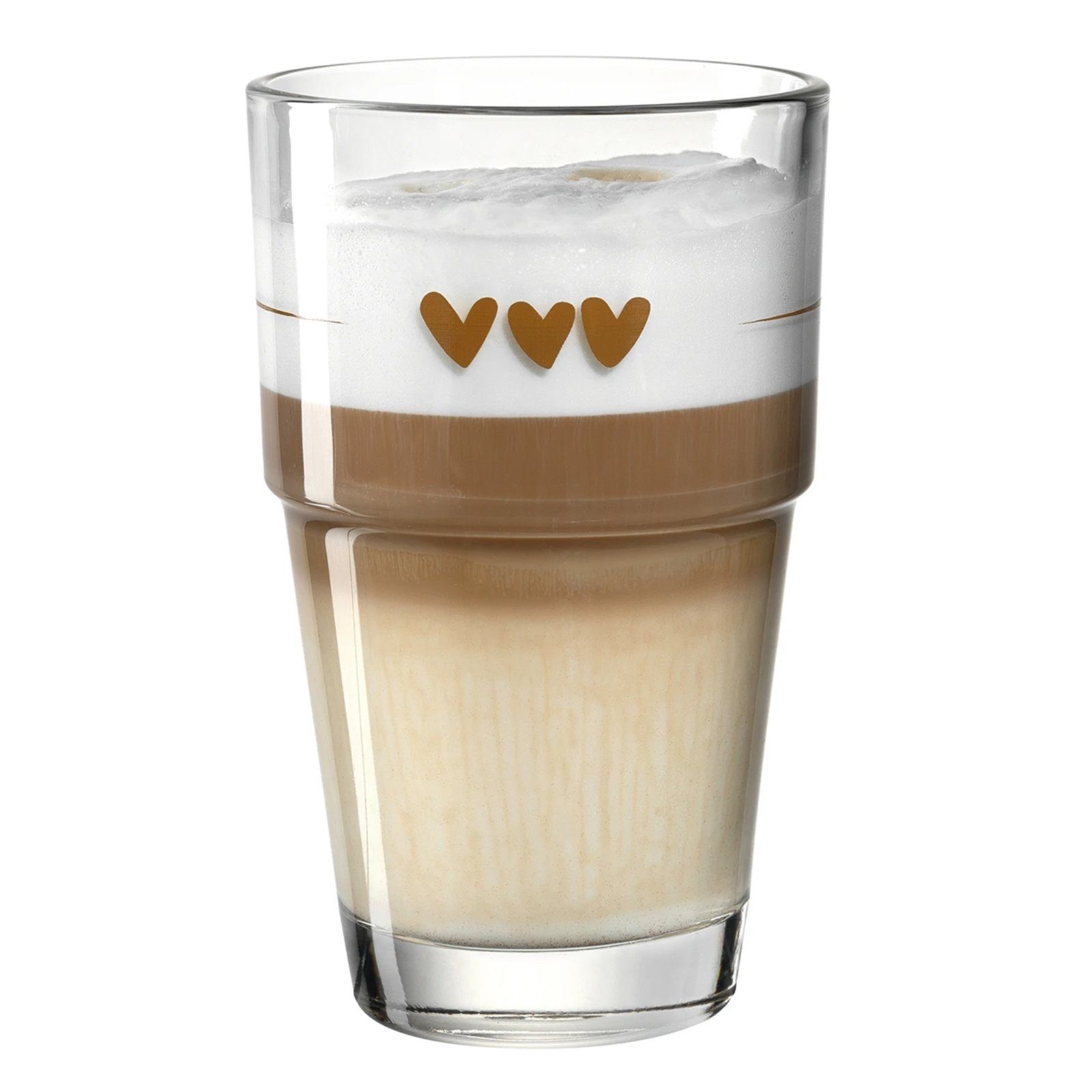 LEONARDO Kaffeeglas ml 410 Herzen, Solo Latte-Macchiato-Glas Becher Glas,