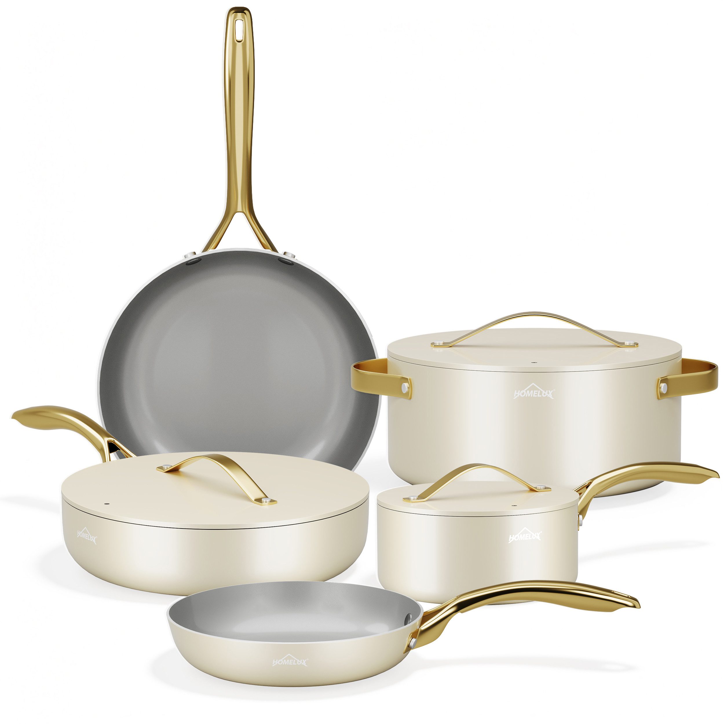 HOMELUX Topf-Set Induktions Töpfe Set, Aluminiumguss Kochtopfset mit Deckel, Aluminium (Set, 8-tlg., Töpfe Set mit Topfdeckel), Induktion