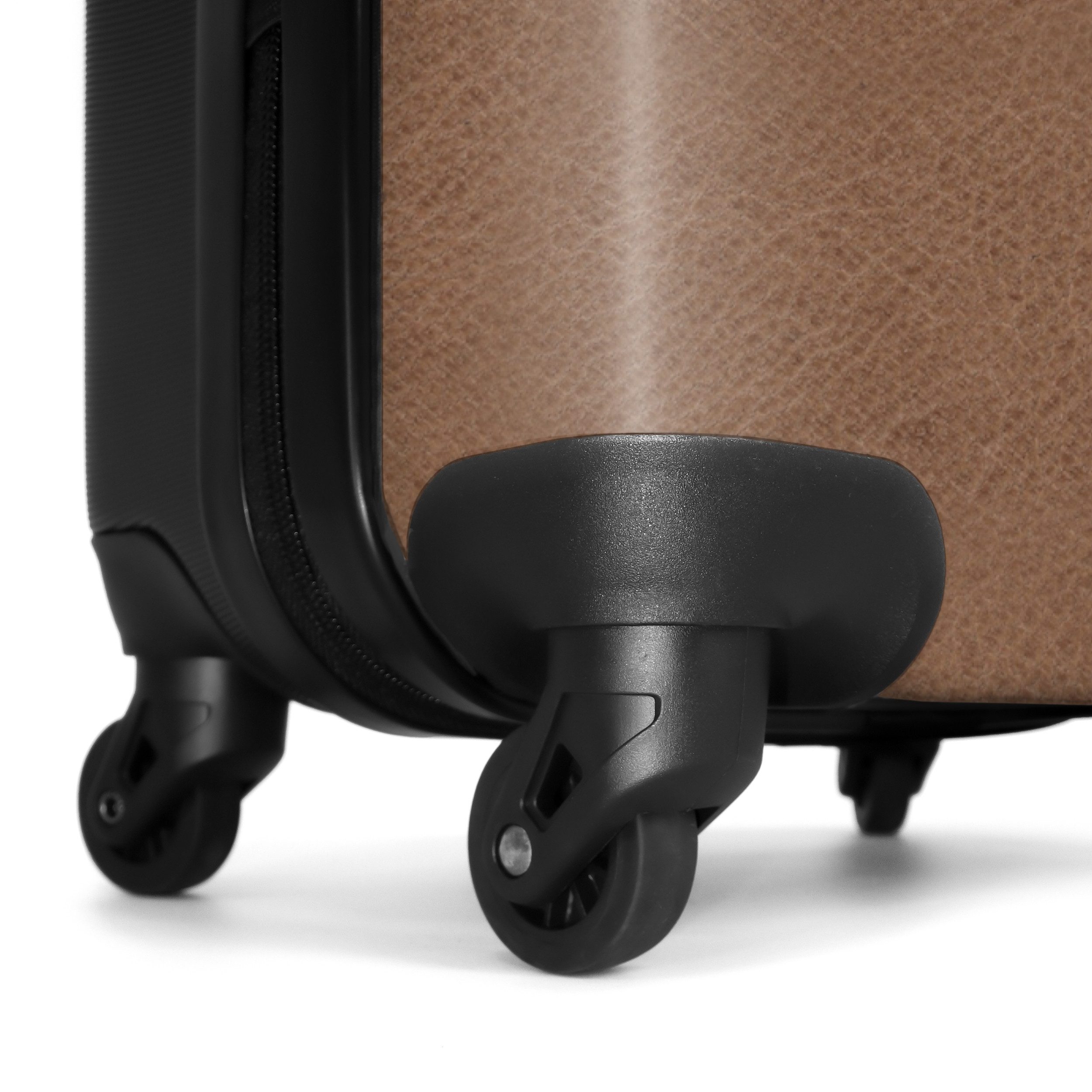NoBoringSuitcases.com© Hartschalen-Trolley Lederoptik hellbraun 55x35x20cm, 4 Rollen, Reisetasche mit Rollen, Koffer Handgepäck Flugzeug
