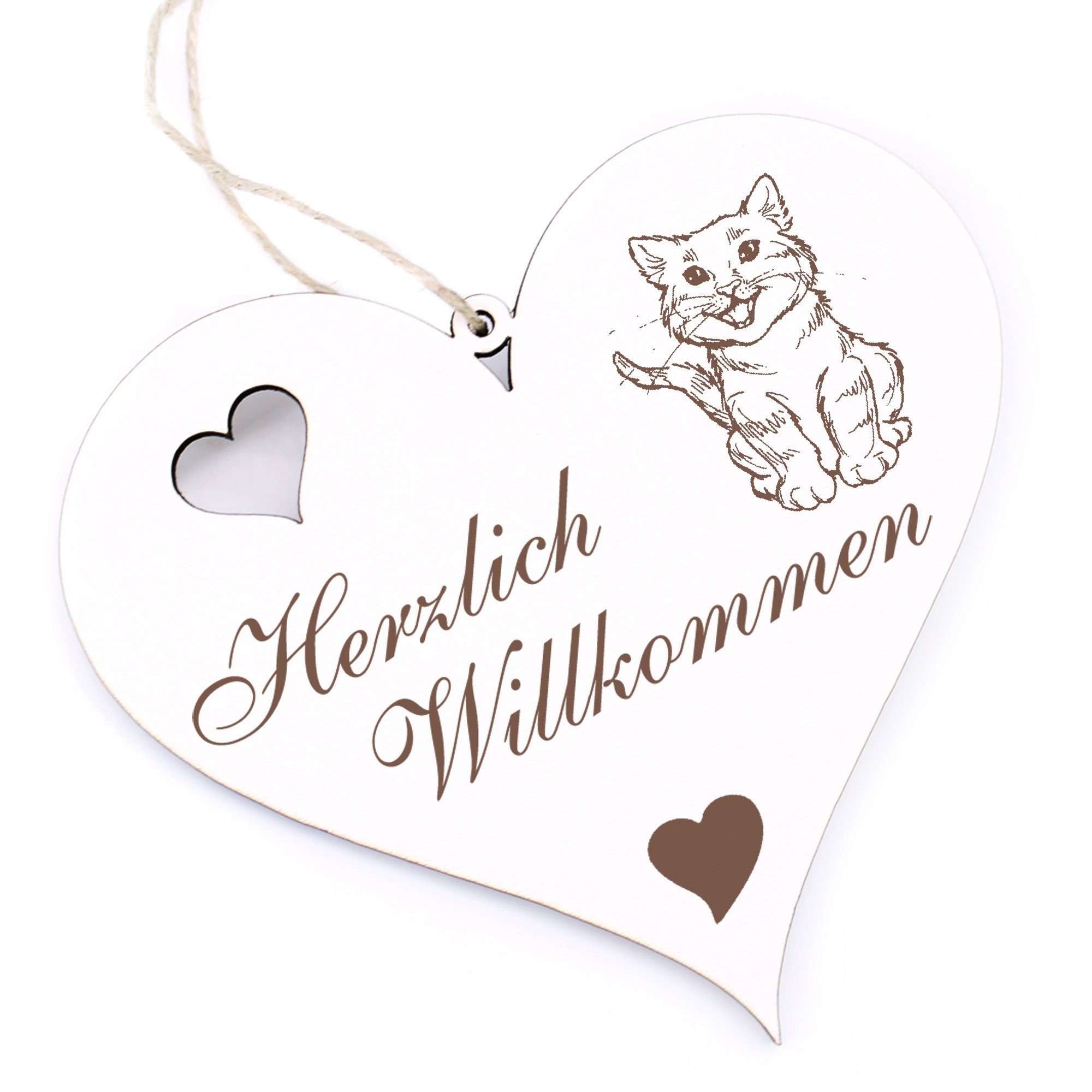 Dekolando Hängedekoration Herzlich Willkommen - Kitten - 13x12cm