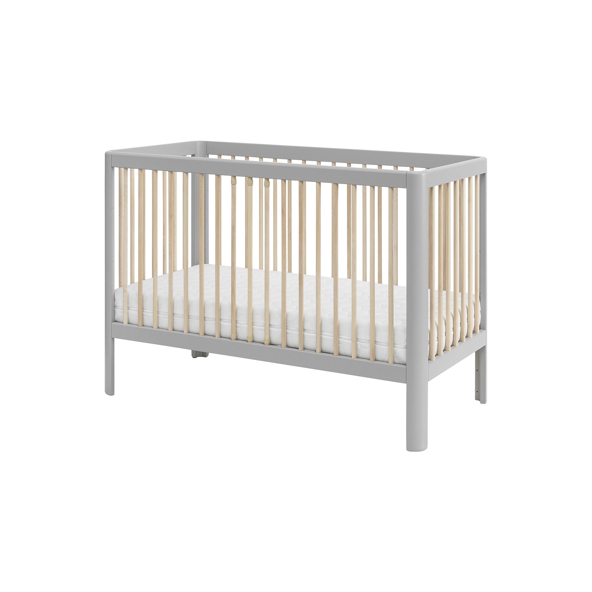 Raumhirsch Furniture Babybett Design-Babybett PURE 120x60 cm mit Schlupfsprossen, Liegefläche 120 x 60 cm, Massivholz, abgerundetes Design