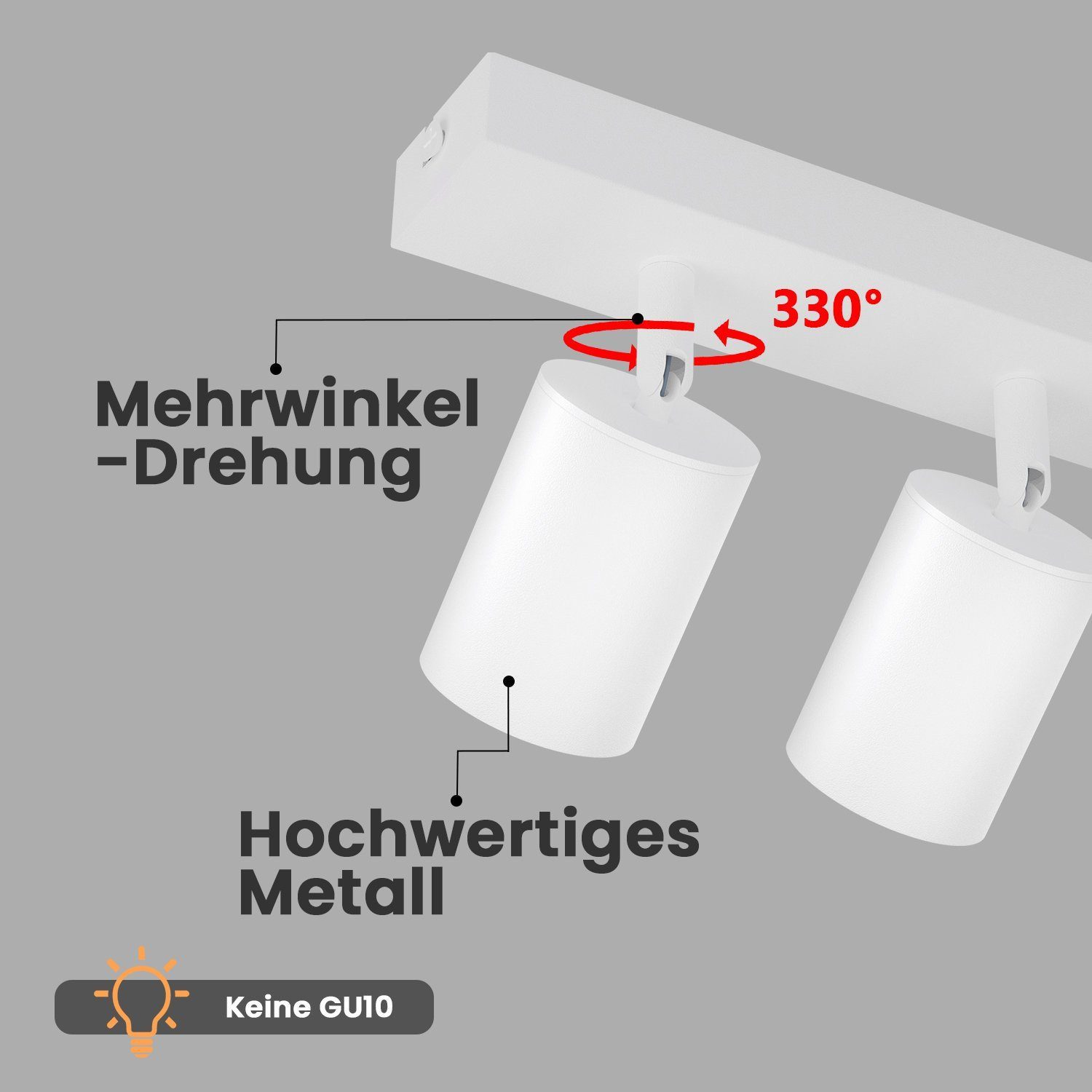 ZMH Deckenstrahler 4 Flammig GU10 Modern-Design Industrial drehbar für Wohnzimmer Flur, 330°Schwenkbar, ohne Leuchtmittel, Hochwertiges Metall, für Schlafzimmer Küche