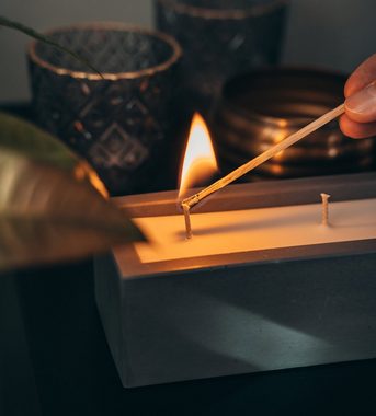 GRAURAUM Adventskerze 4 Dochte Kerzenfeuer (30cm), natürliches Rapswachs, Handarbeit aus Deutschland