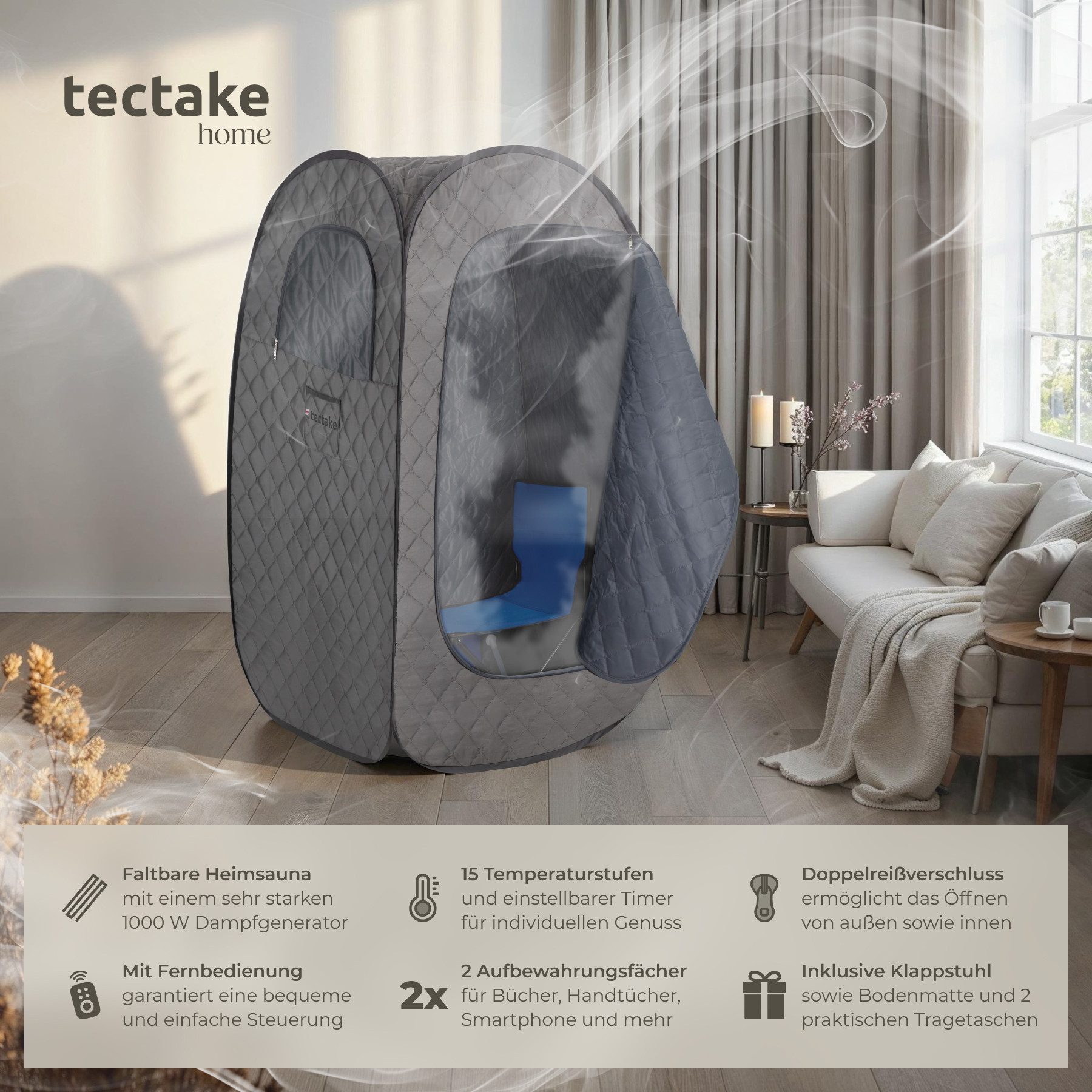 tectake Sauna Mobile Dampfsauna, 2 l günstig online kaufen