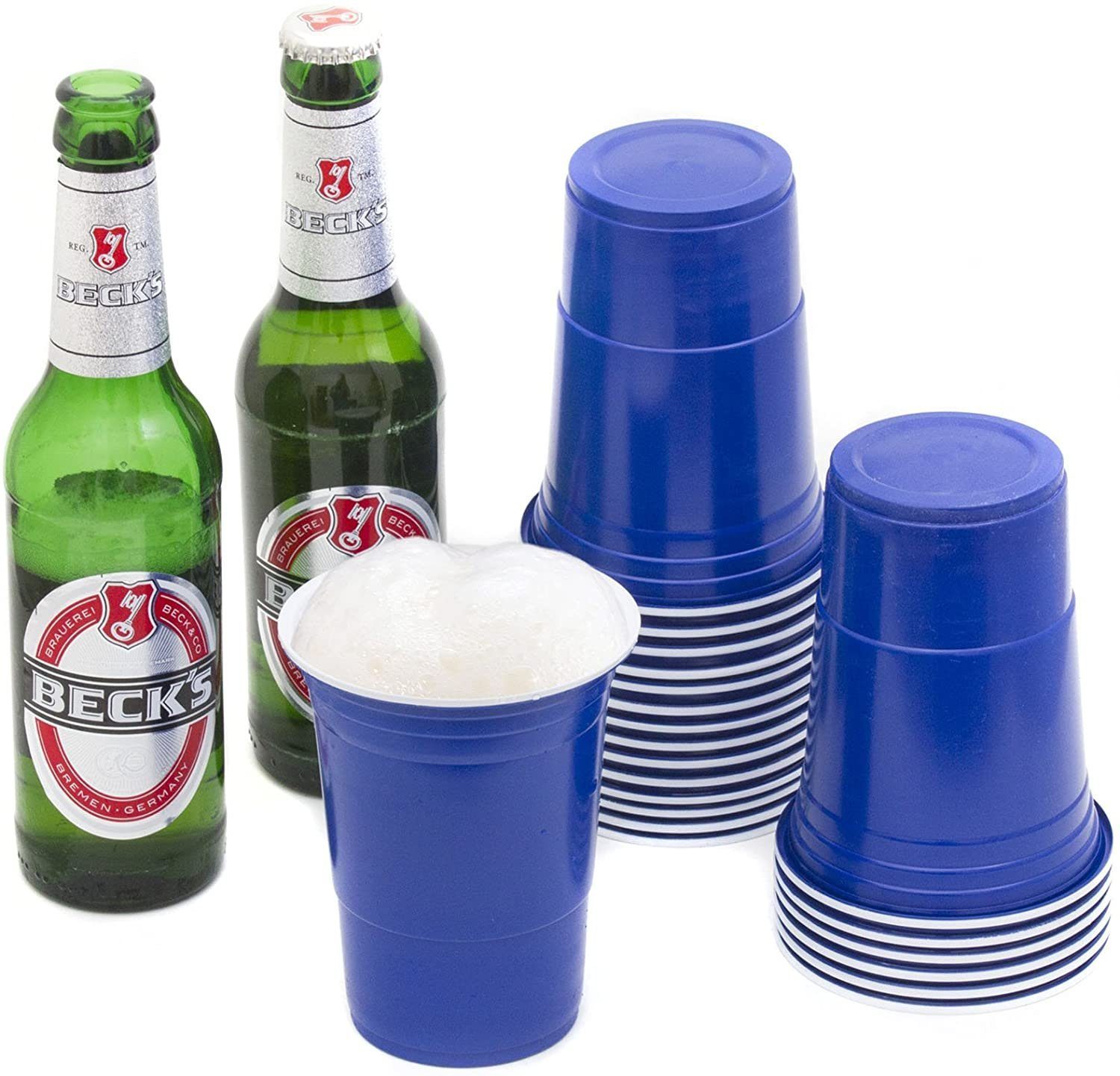 Goods+Gadgets Becher Wiederverwendbare Partybecher 50er Set – Dickwandige Beer Pong Becher, 100-tlg., Plastikbecher, Trinkbecher Getränkebecher