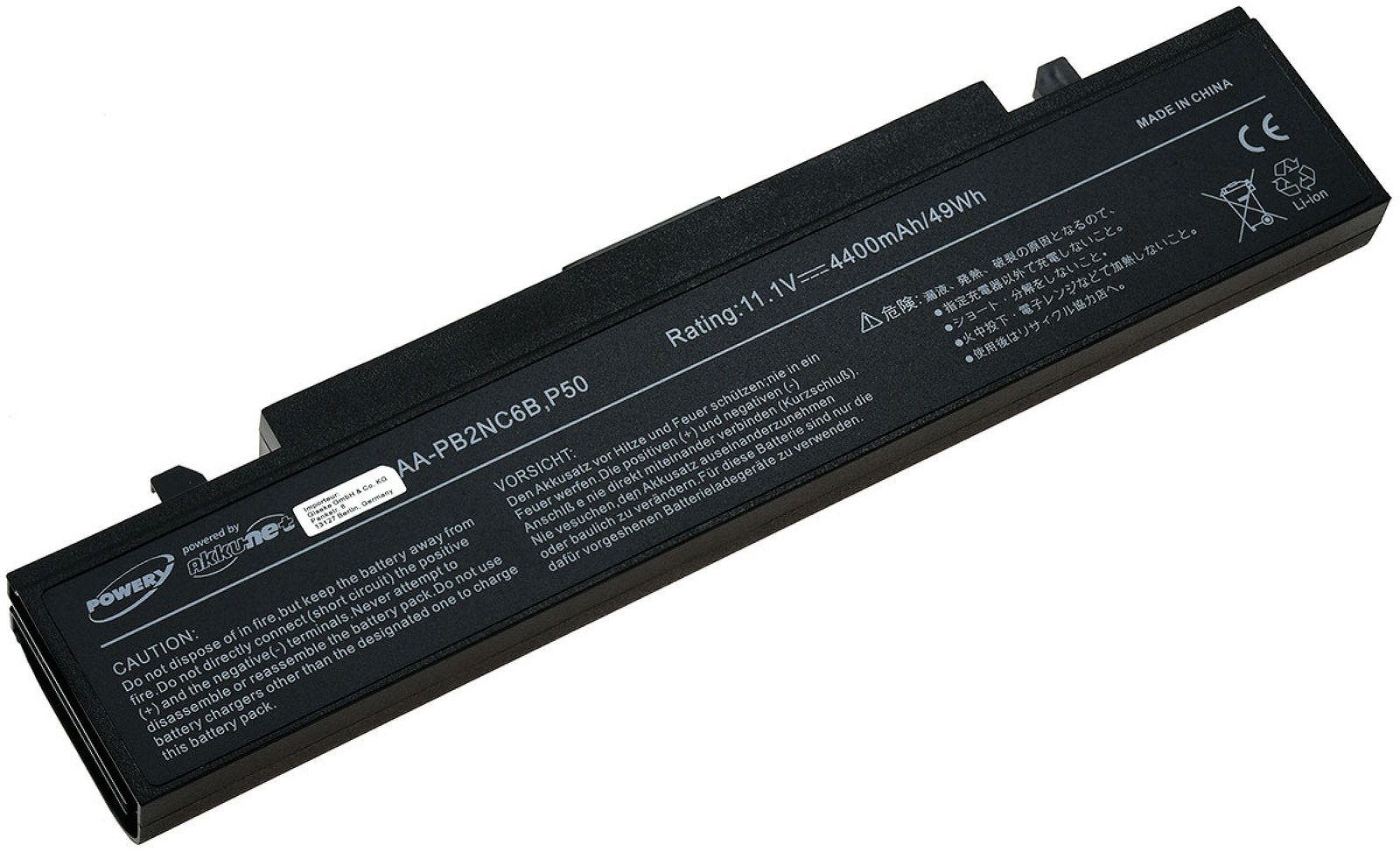 Powery Standardakku für Samsung Typ AA-PB4NC6B/E Laptop-Akku 4400 mAh (11.1 V)