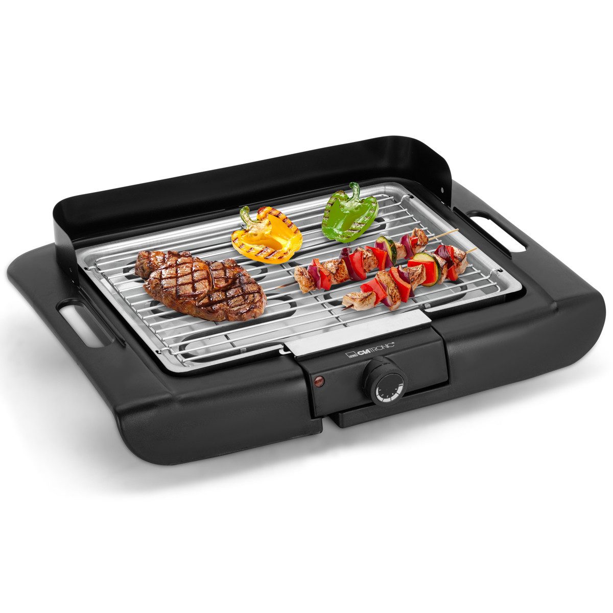 CLATRONIC Tischgrill BQ 3841, Cool Touch-Gehäuse, Verchromter Grillrost, 2000W