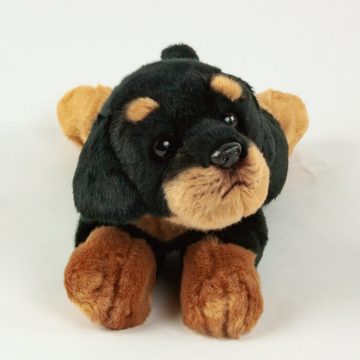Teddys Rothenburg Kuscheltier Rottweiler schwarz/braun liegend 30 cm Plüschtier Hund