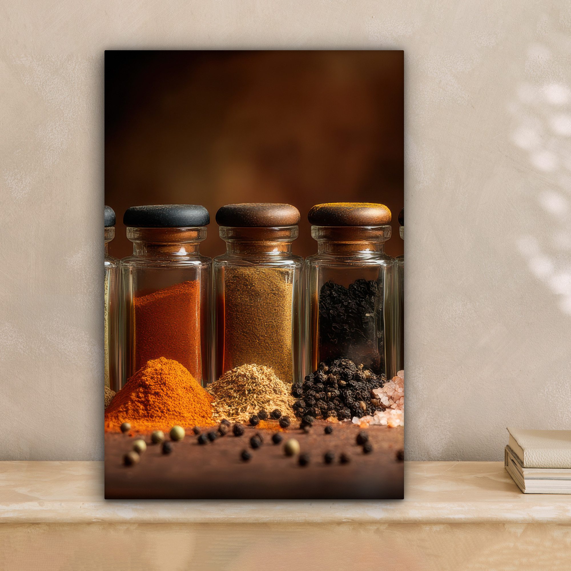 OneMillionCanvasses® Leinwandbild Gläser - Kräuter - Gewürze - Körner, Foto günstig online kaufen