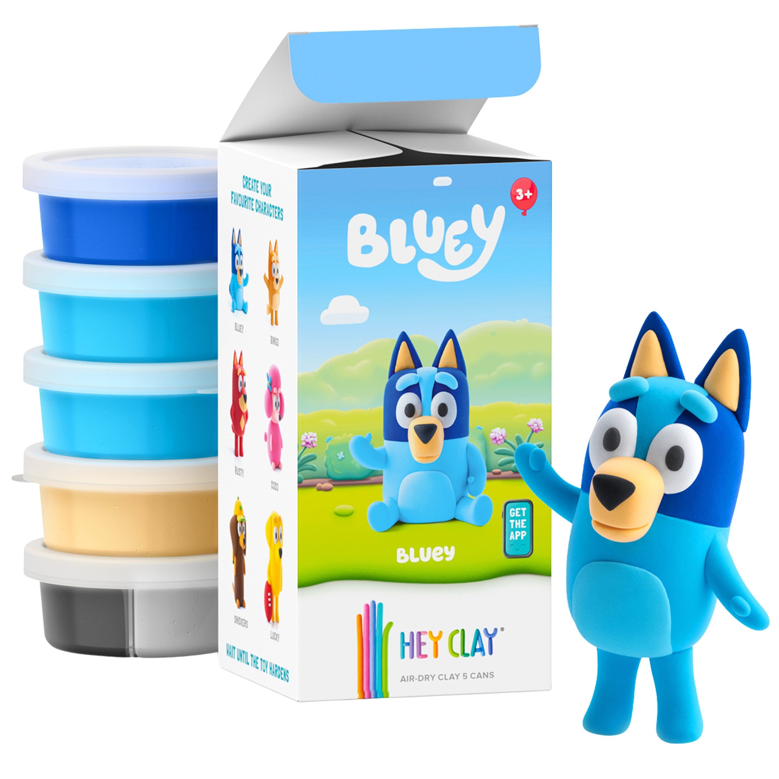 Hey Clay Modelliermasse Hey Clay Bluey Knete für Kinder + Zubehör, 5 Farben Schaumstoff