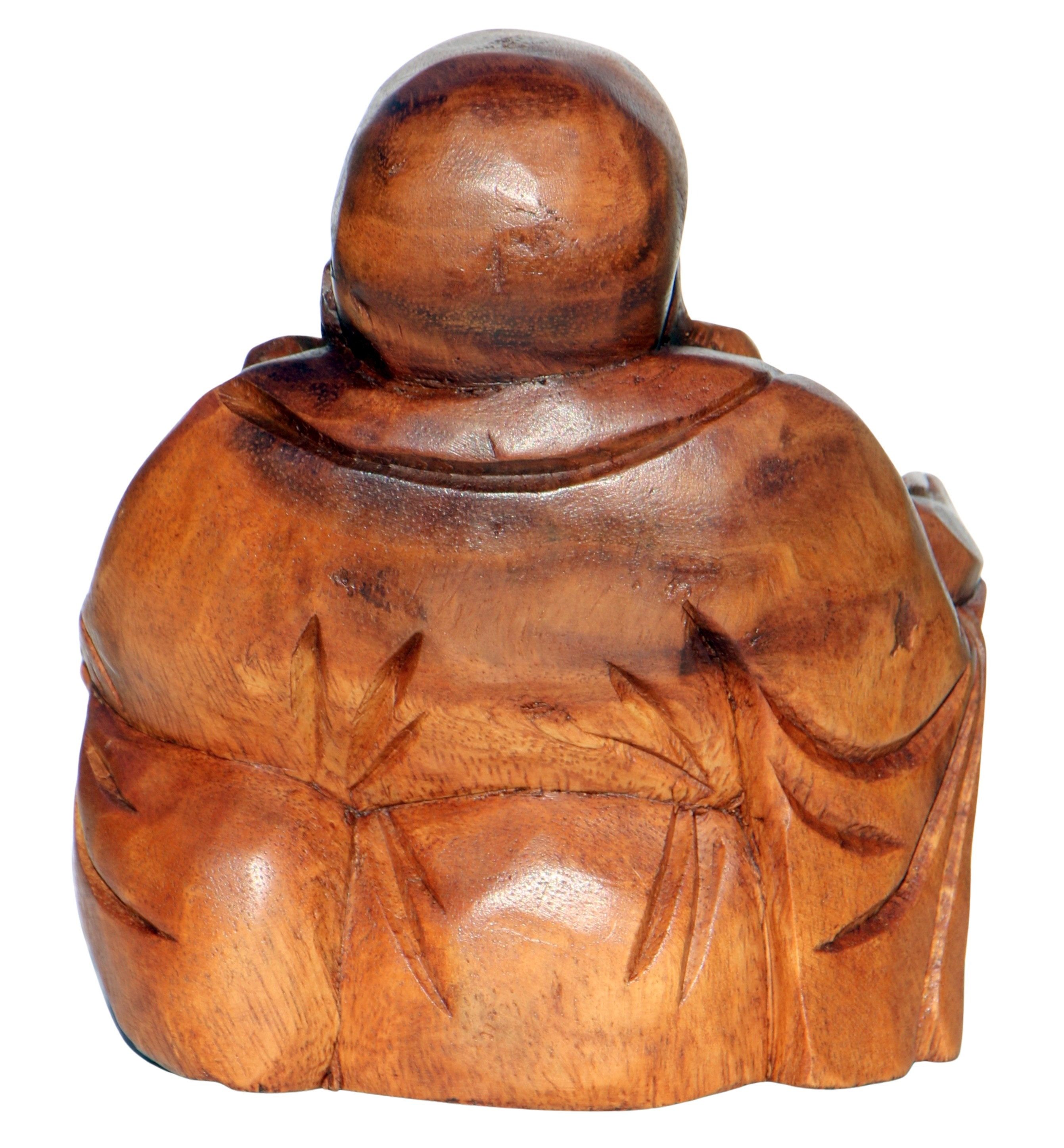 Wogeka Buddhafigur lachender Happy Buddha Holz-Figur – Bild 4 von 5