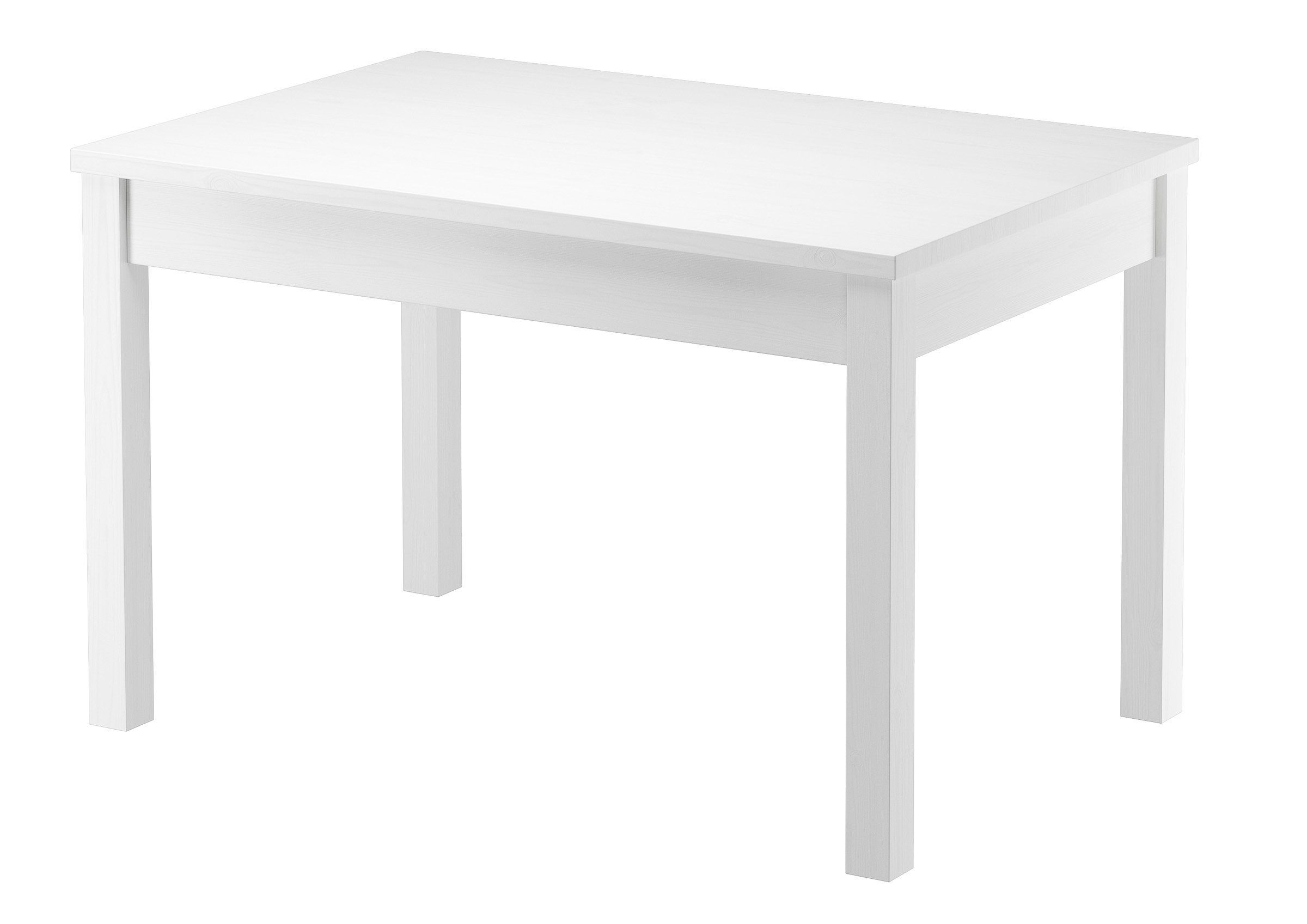 Küchentisch Tisch 75 x 120 Schlichter Weißer Esstisch Massivholz