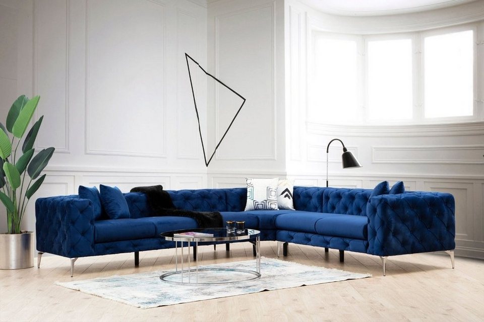 Luxusbetten24 Sofa, Großzügiges Platzangebot mit 270 cm und 350 cm Breite  für 6 bis 10 Erwachsene