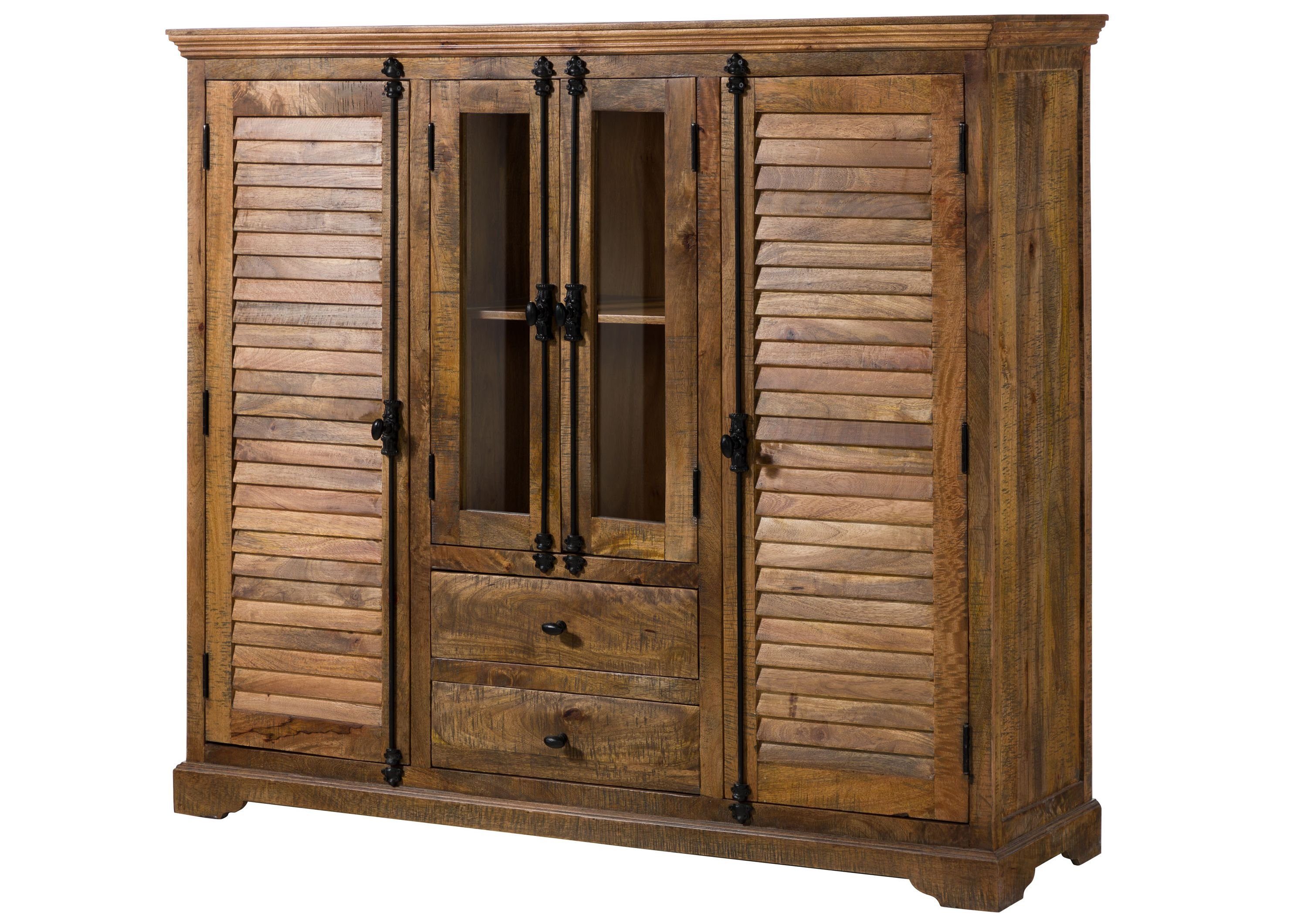 Massivmoebel24 Highboard RODEZ (Massivholz), Highboard Mango 160x45x140 dunkelbraun geölt RODEZ #126