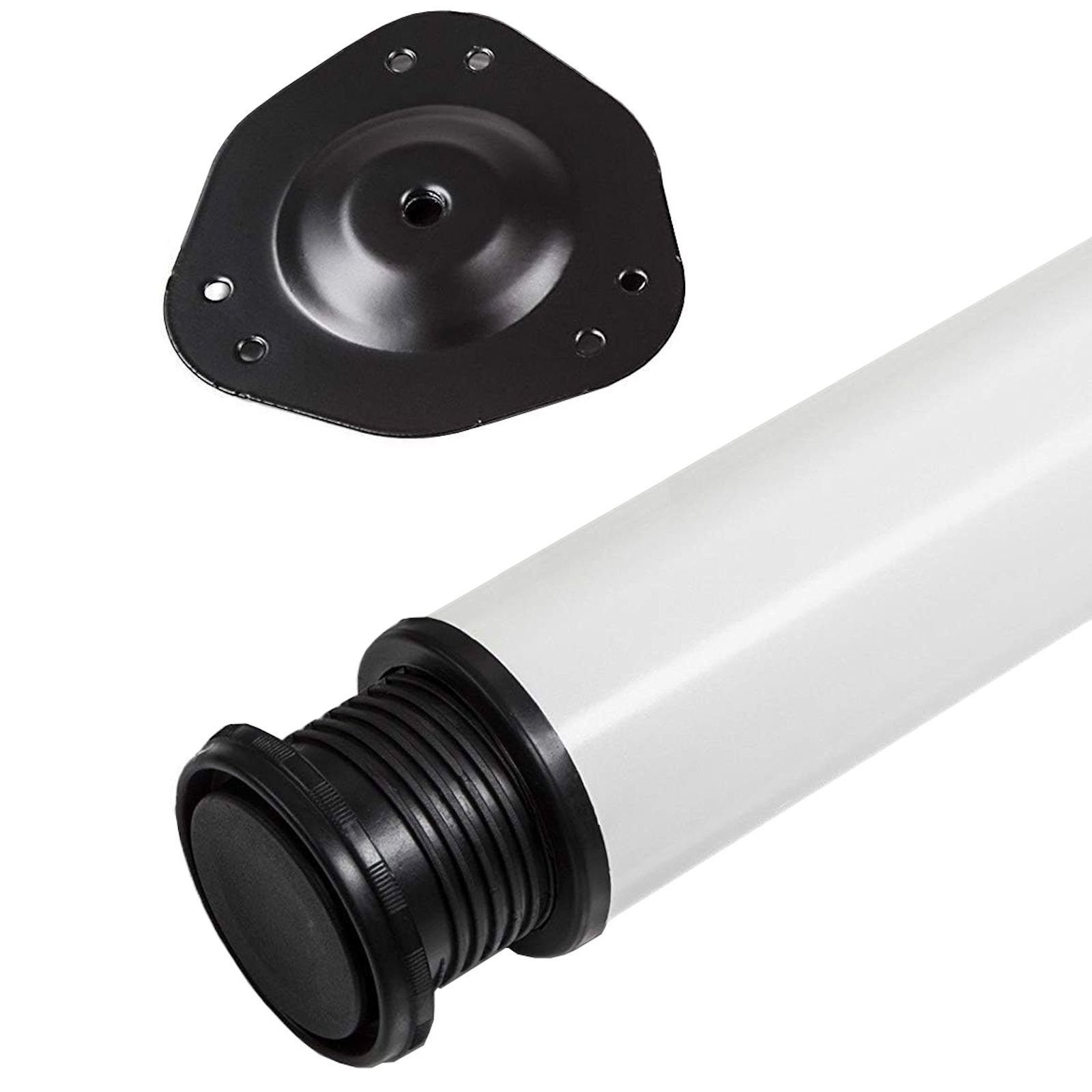 SO-TECH® Tischbein Ø 76 / 80 mm, belastbar bis 75 kg pro Stück, H: 87cm, Stahl, weiß, höhenverstellbar bis 32mm, 1x