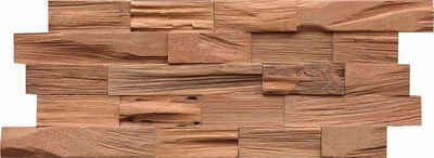 Wandpaneel Muster Indo Echtholzpaneel Axewood Bangkirai, BxL: 20x50 cm, 0,1 qm, (Packung, 1-tlg) schallreduzierende Wandverkleidung mit 3D-Effekt