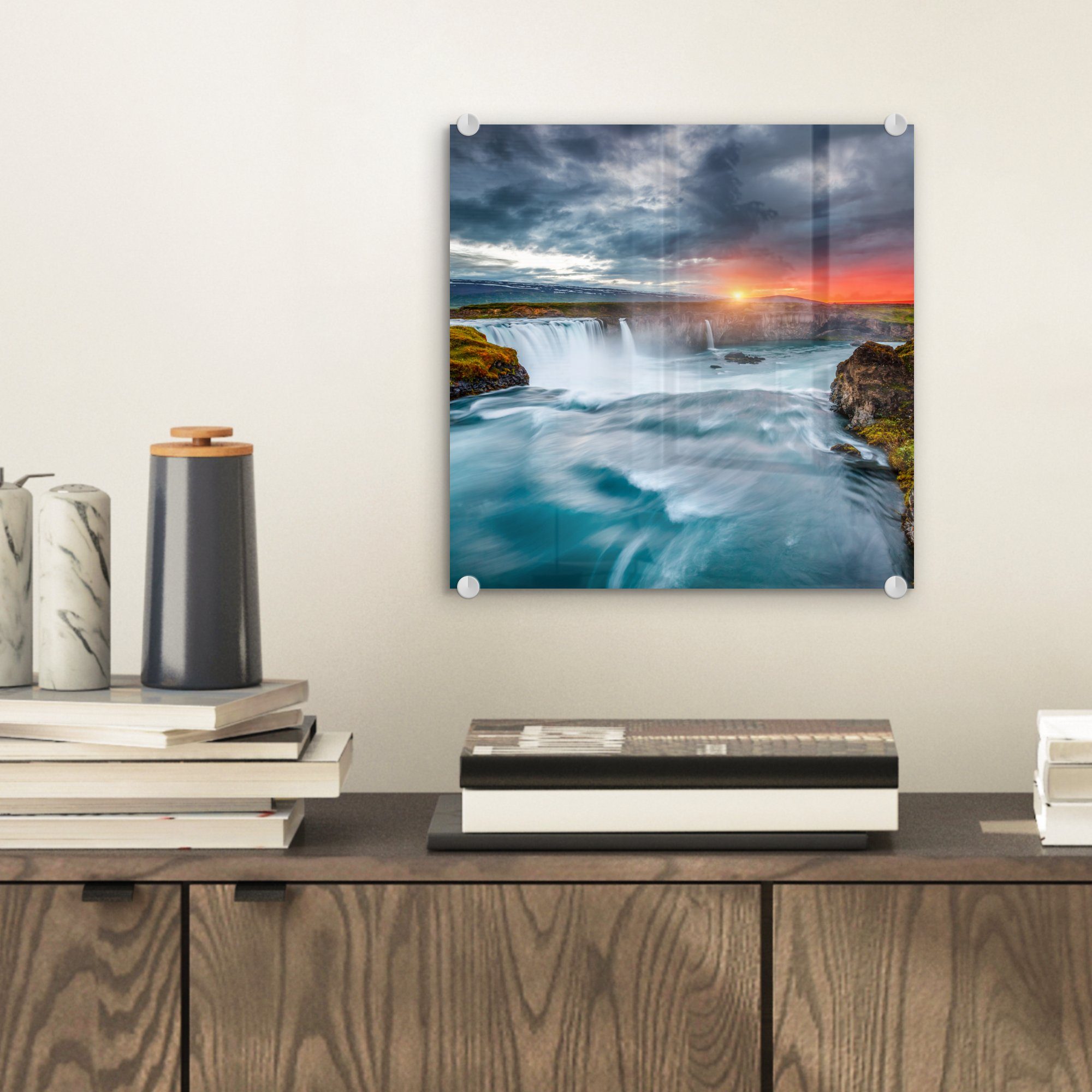 MuchoWow Acrylglasbild Wasserfall - Sonnenuntergang - günstig online kaufen