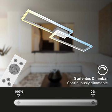 Briloner Leuchten Deckenleuchte 3761019, CCT Farbtemperatursteuerung, Fernbedienung, dimmbar, Nachtlicht, Timer, Speicherfunktion, LED fest verbaut, Farbwechsler, Kaltweiß, Neutralweiß, Tageslichtweiß, Warmweiß, Deckenlampe, 120 x 28x8cm, Chrom-Matt, 47W, Wohnzimmer, Schlafzimmer
