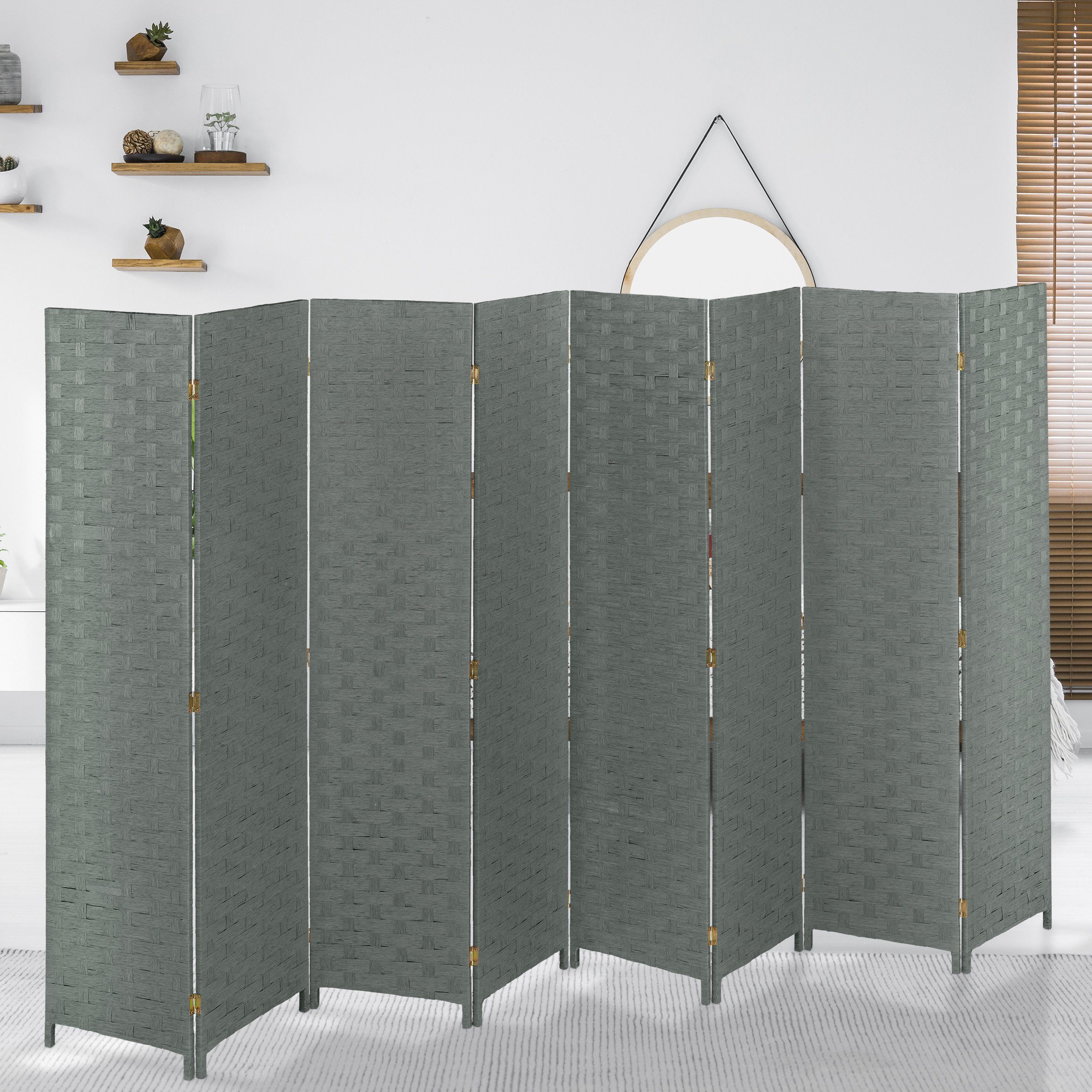 relaxdays Paravent 8 teilig in Grau günstig online kaufen