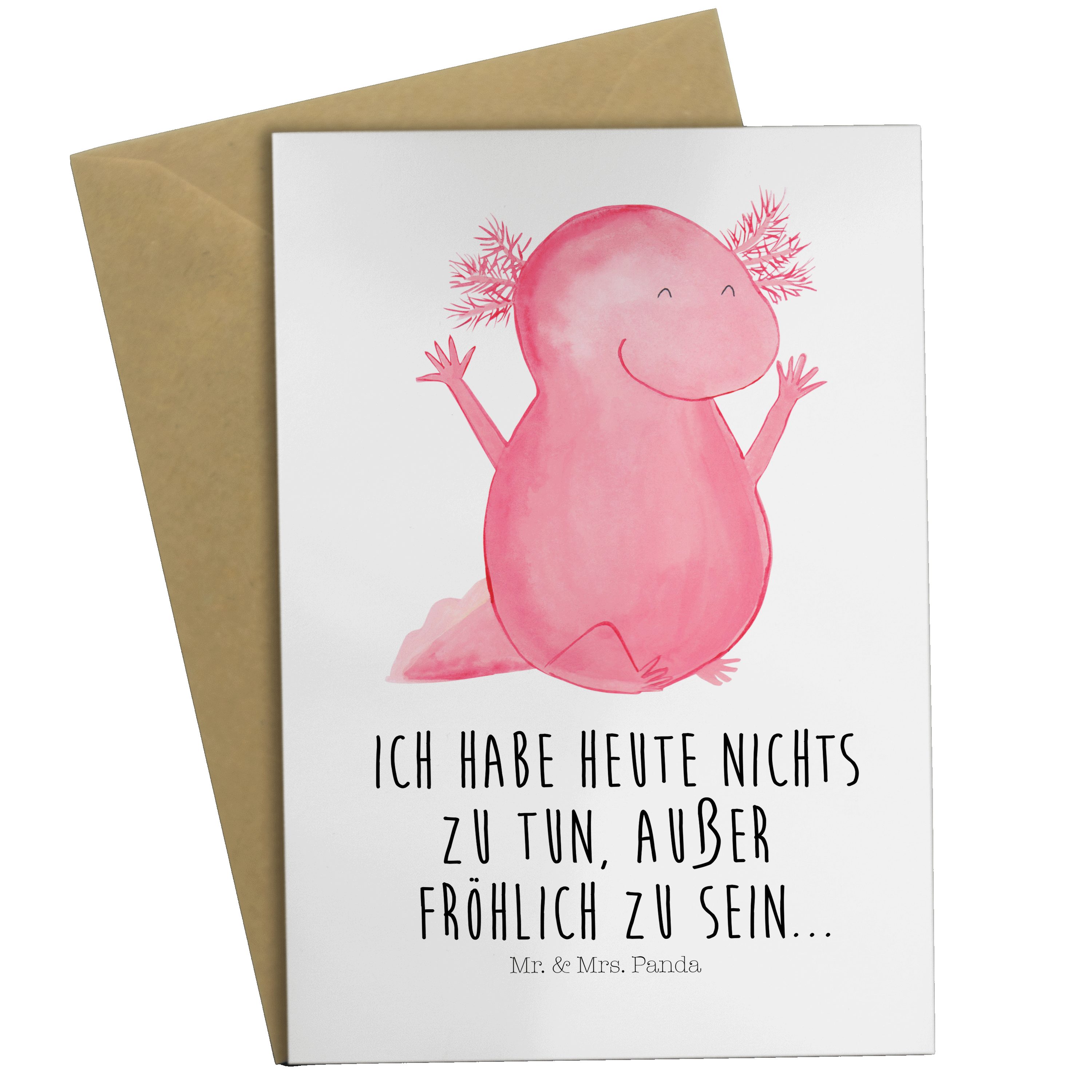 & Geschenk, Grußkarte Mrs. - Lurch, Mr. Hurra Geburtstagskarte, Weiß - Glückwunsch Panda Axolotl