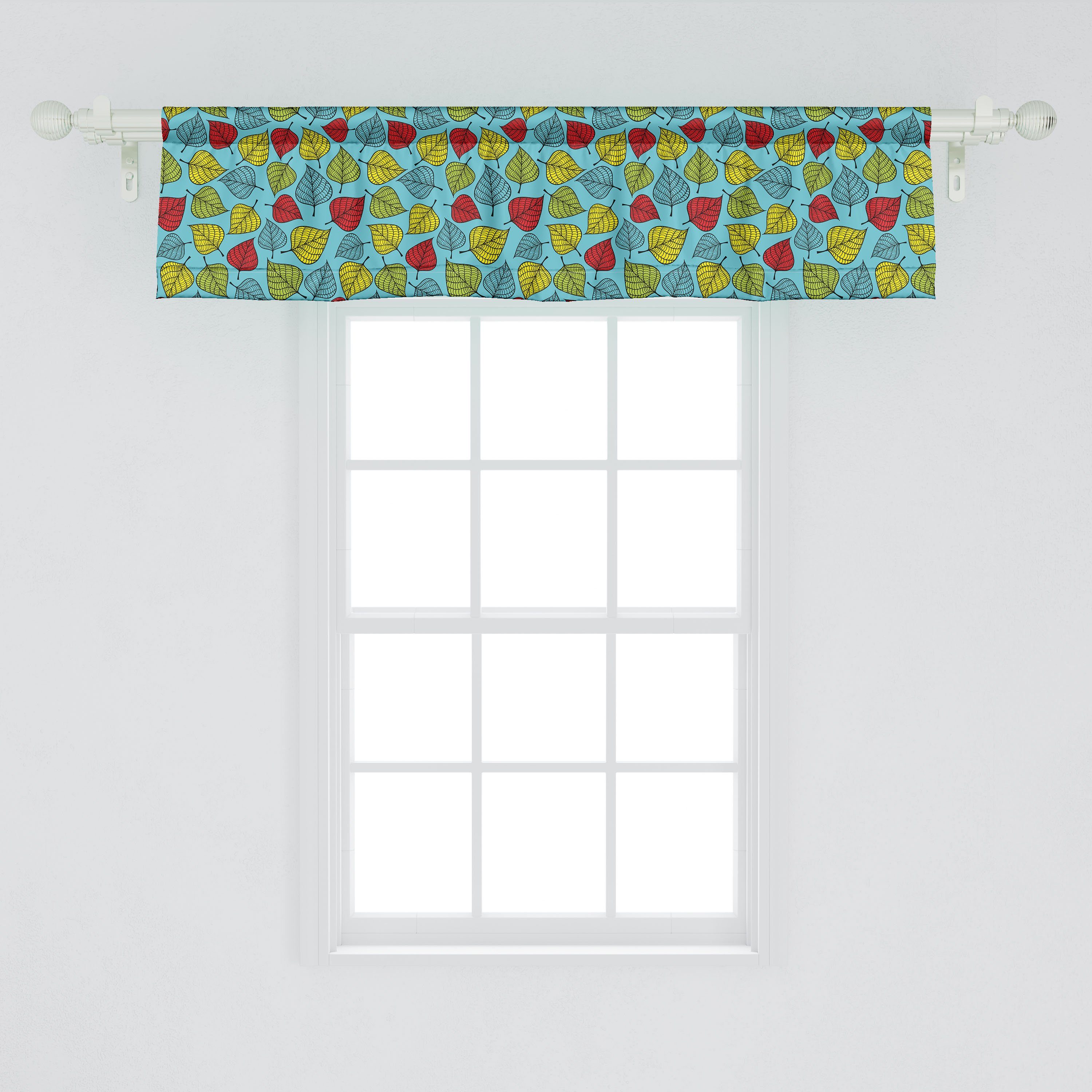Scheibengardine Vorhang Volant für Leaves Abakuhaus, Blue Microfaser, mit Falling Stangentasche, Schlafzimmer Küche Dekor on Natur
