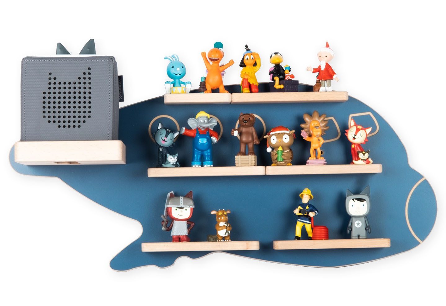 Boarti Wandregal Kinderzimmer Flugzeug B. 60 x T. 19 x H. 30 cm, Kinderregal, hängend für Toniebox und Tonie Figuren, Wandboard