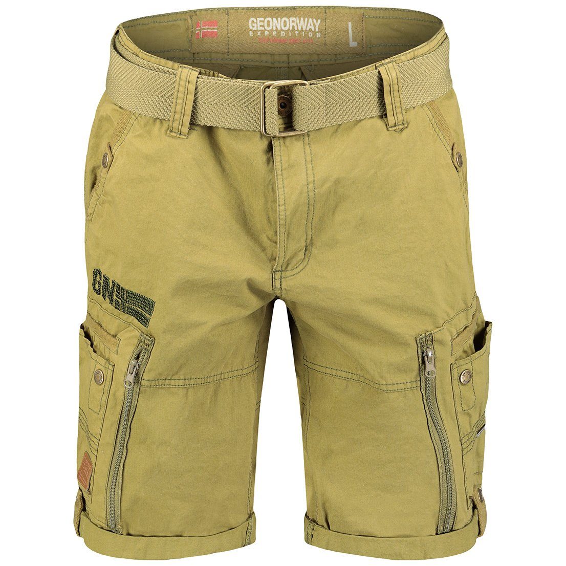 Geo Norway Cargoshorts Geo Norway Herren Shorts PASSPARTOUT (mit abnehmbarem Gürtel) Shorts, kurze Hose, unifarben Mastic