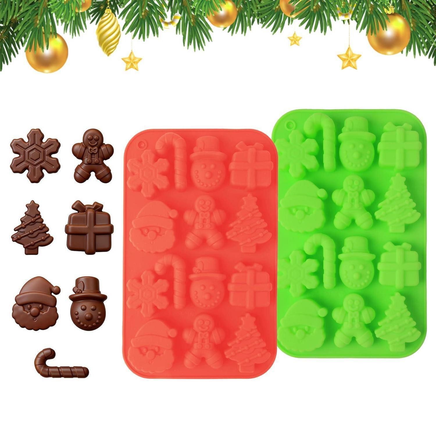 LuxusKollektion Pralinenform 2x Silikonform Weihnachten Lebkuchenmann 14 Mulden