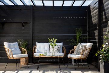 BOURGH Gartenlounge-Set VIGA Sofa Set 4-teilig mit Tisch, Lounge Sofa und 2 Sessel, - für Outdoor und Wintergarten