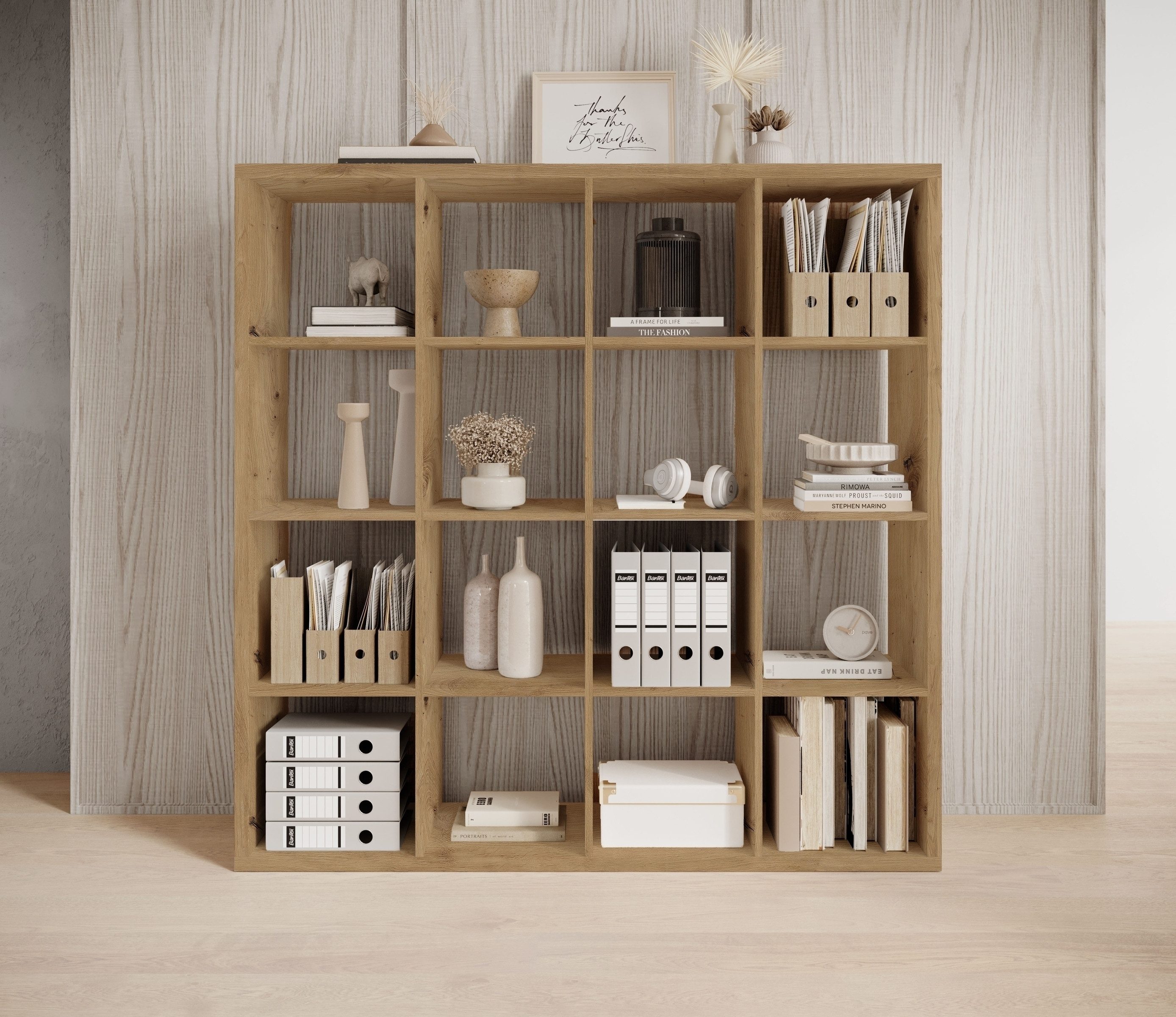 PREISBRECHER Raumteiler Style, 16 Fächer, Artisan Eiche Dekor - 147x147x38cm (BxHxT)