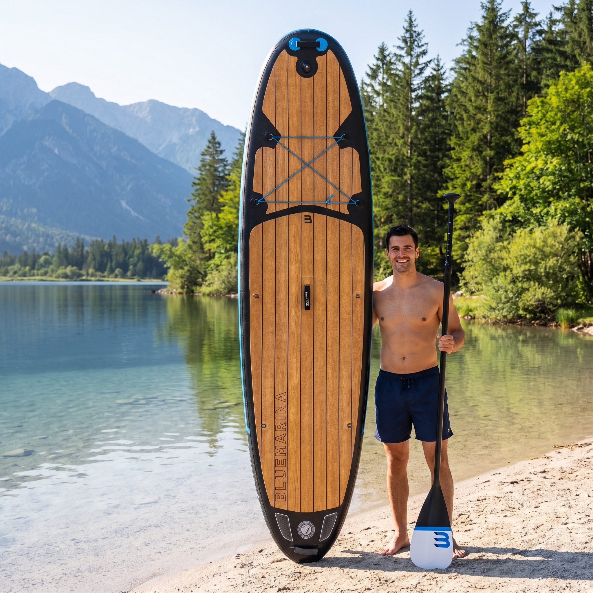 Bluemarina SUP-Board Black Yacht, Stand Up Paddle aufblasbar mit Paddel, SUP, 5J Garantie, (Stand Up Paddle, SUP), 5 Jahre Garantie, Stand Up Paddle, SUP, SUP Board
