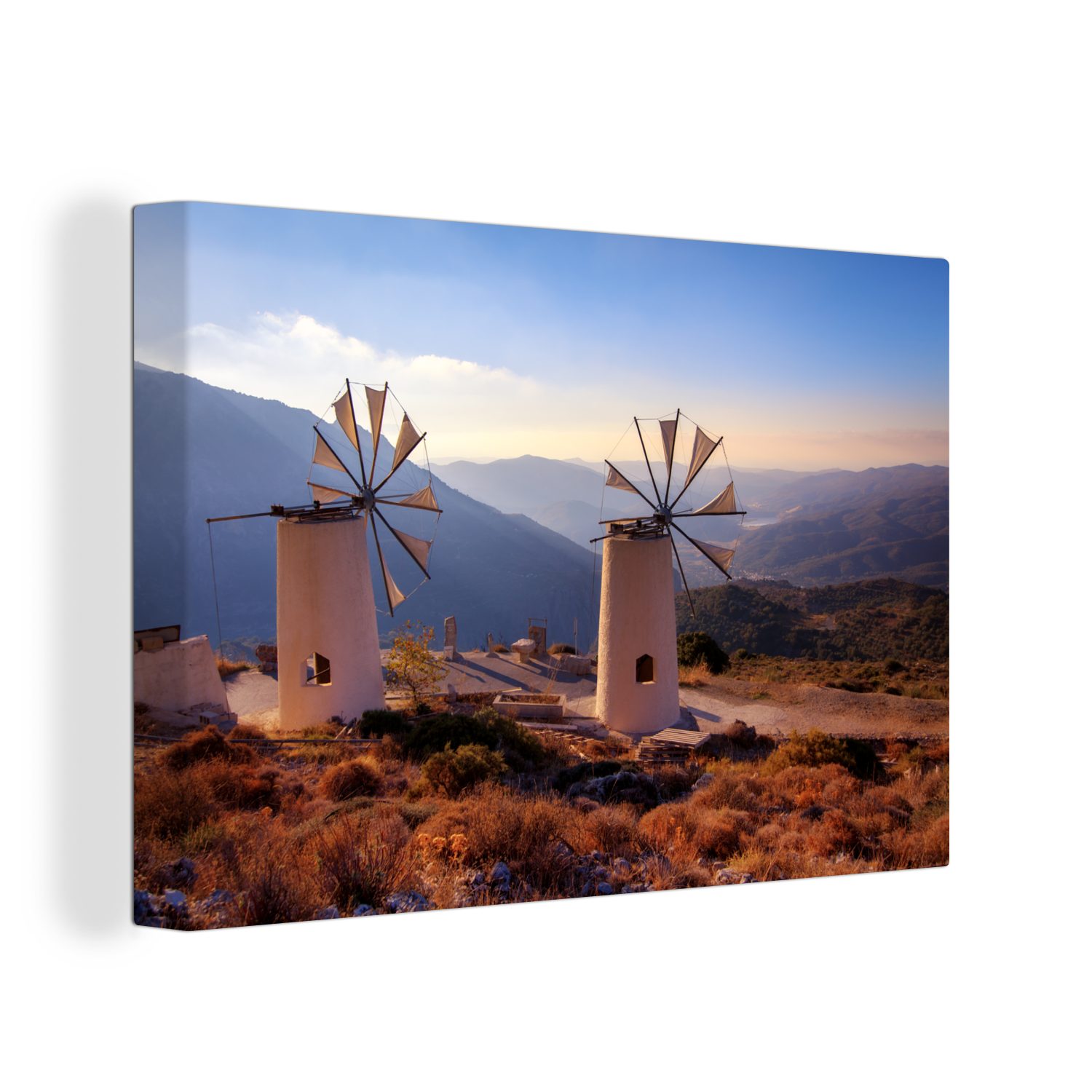 OneMillionCanvasses® Leinwandbild Windmühle - Kreta - günstig online kaufen