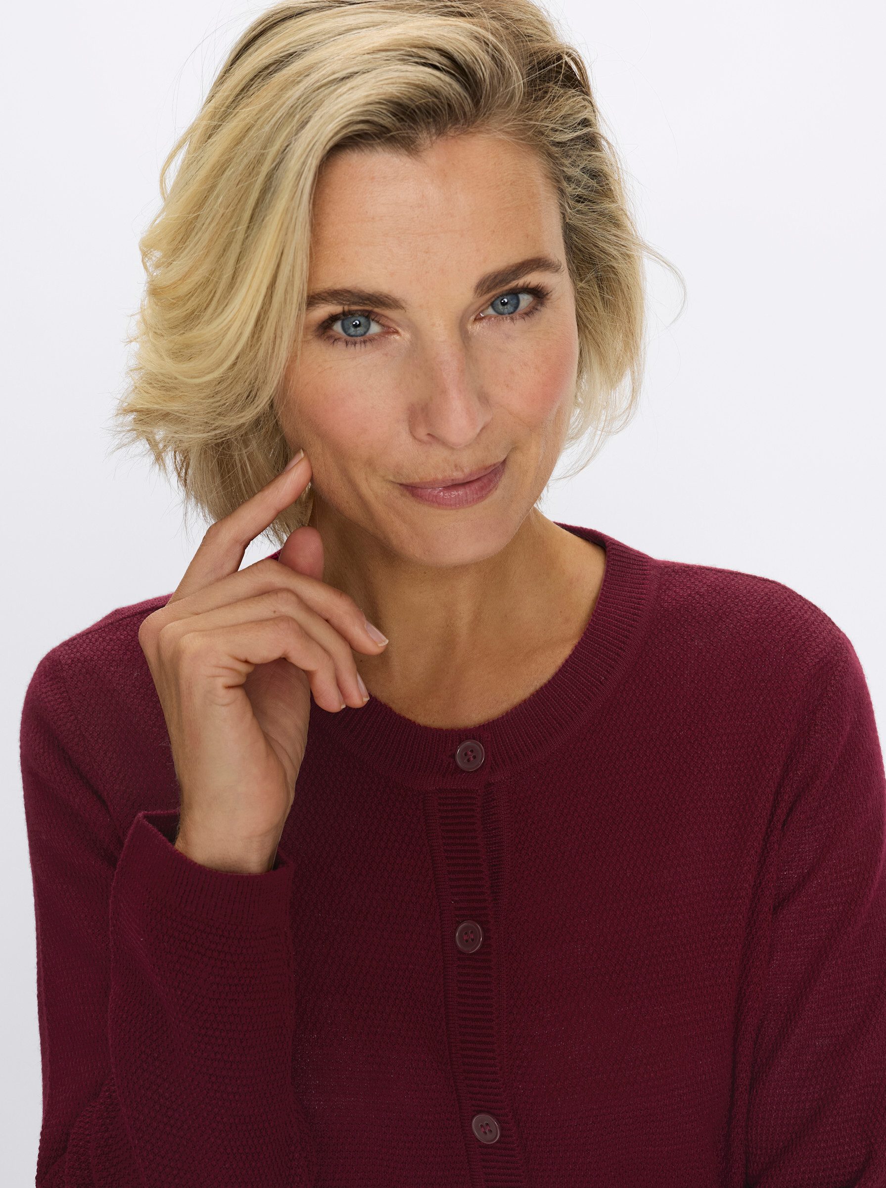 Sieh an! Strickjacke Strickjacke Langarm Struktur, Perlmuster