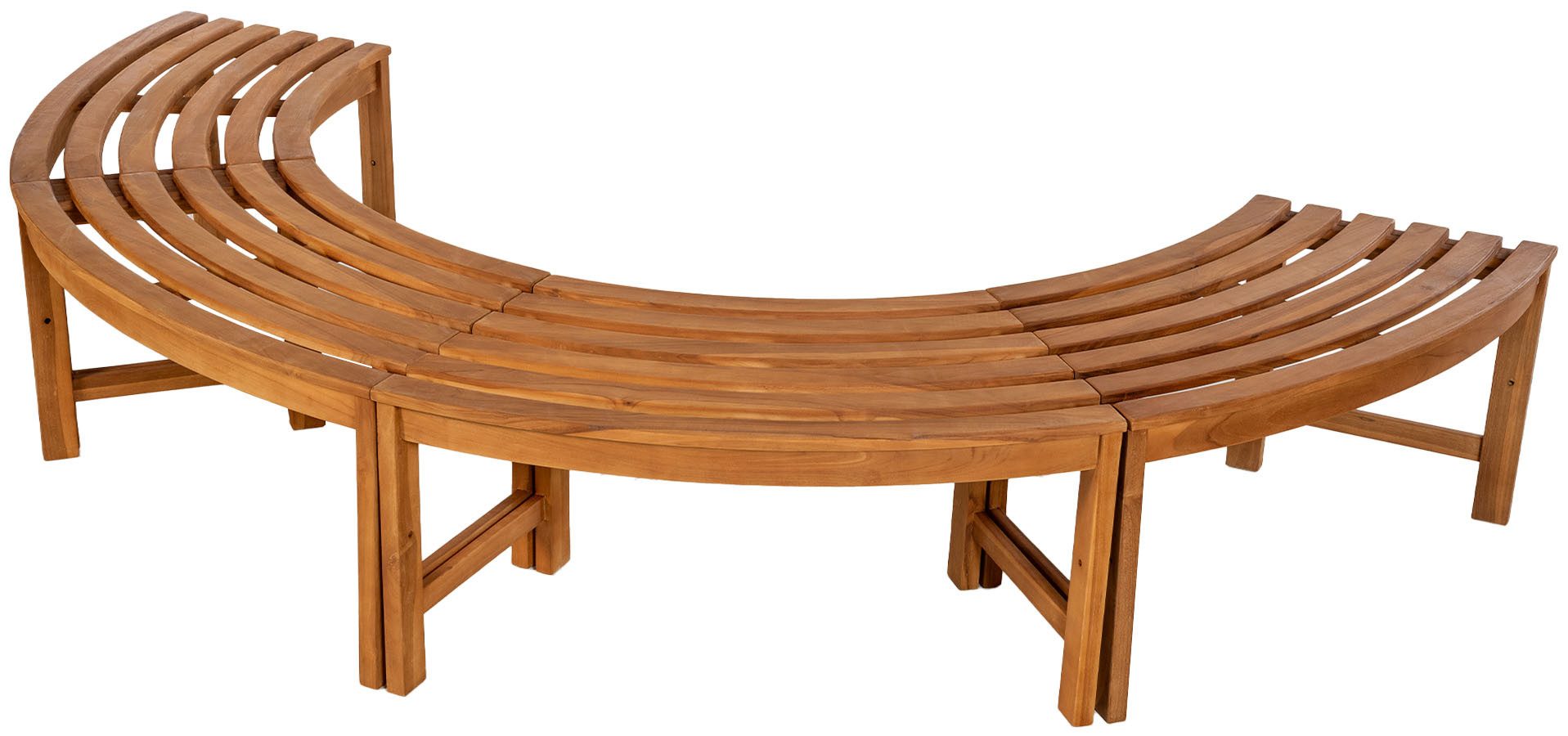 TPFGarden Baumbank Mirella (Halbrunde Baumbank aus massivem, wetterfestem Teakholz), Maße (TxBxH): 44 x 250 x 45cm - Farbe: teak
