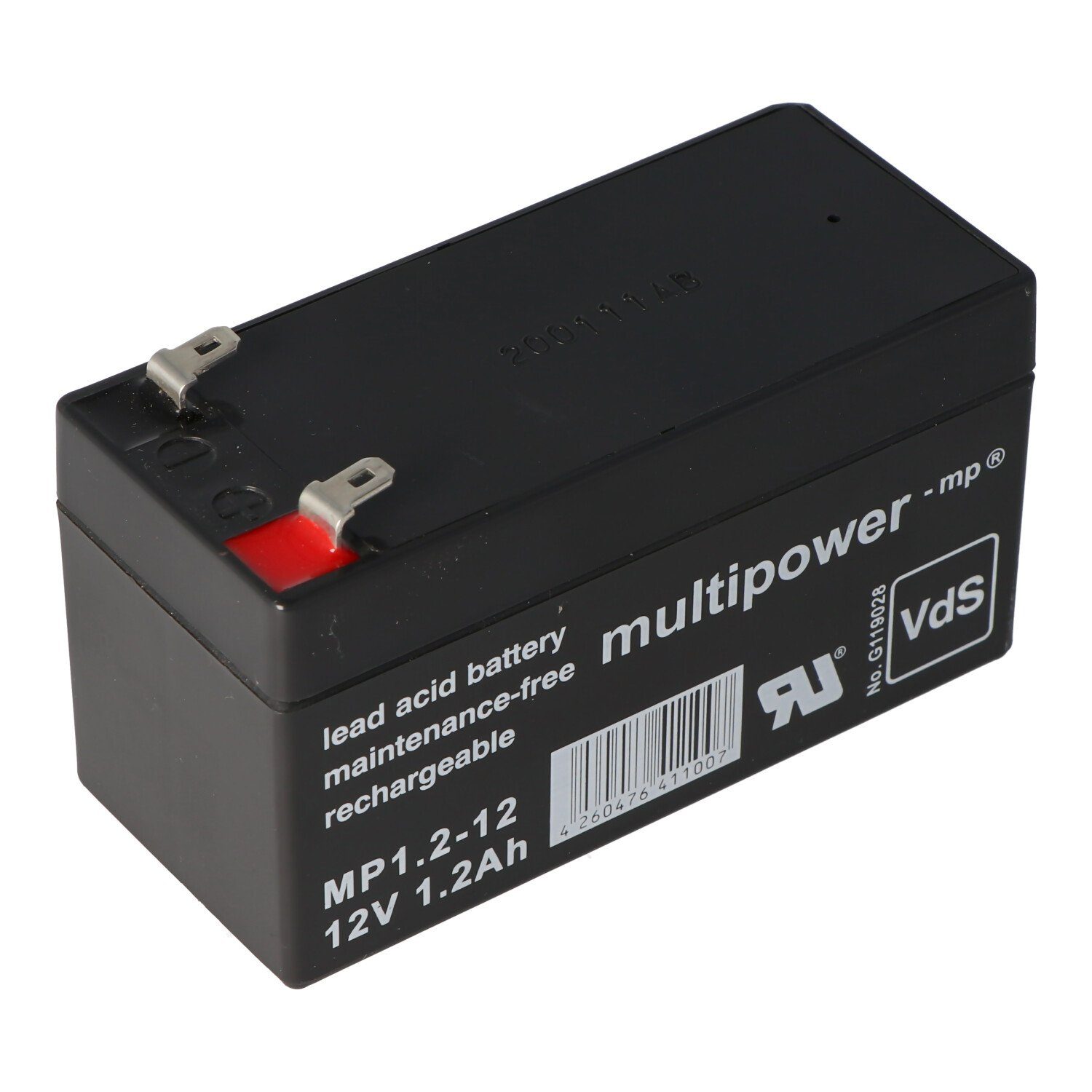 Multipower Multipower MP1.2-12 Blei Akku mit 4,8mm Faston Steckkontakten mit VDS Akku 1200 mAh (12,0 V)